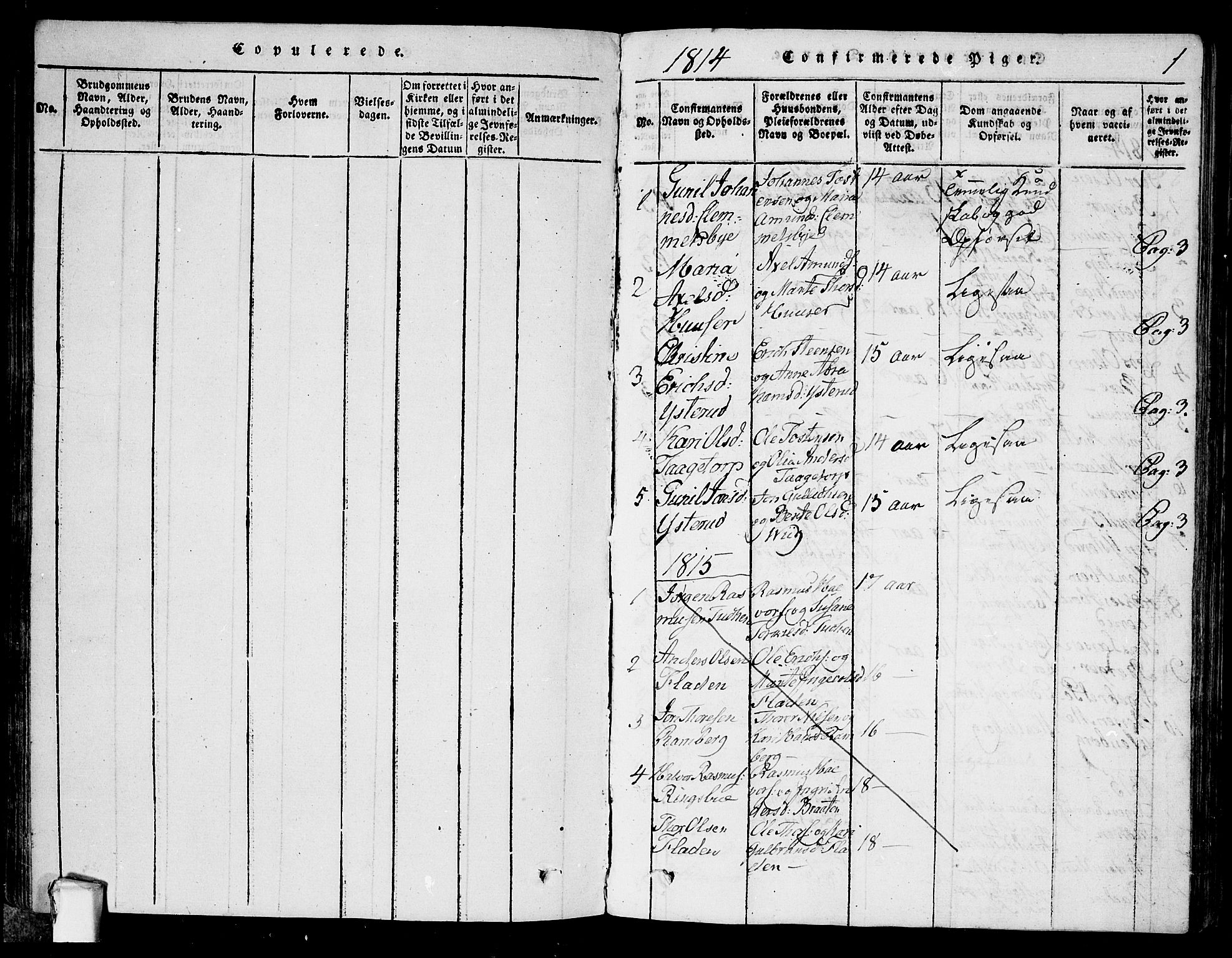 Rødenes prestekontor Kirkebøker, SAO/A-2005/F/Fa/L0004: Parish register (official) no. I 4, 1814-1838, p. 1