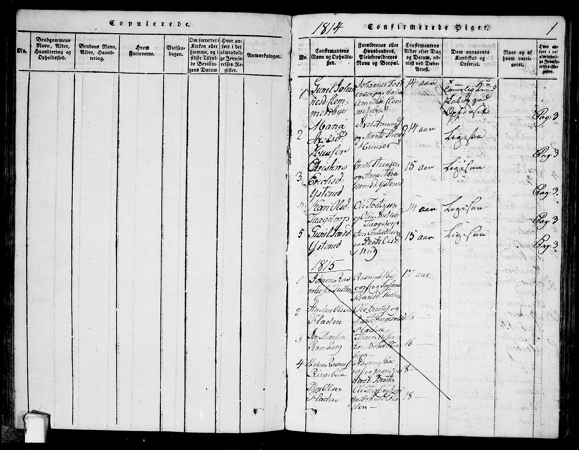 Rødenes prestekontor Kirkebøker, AV/SAO-A-2005/F/Fa/L0004: Parish register (official) no. I 4, 1814-1838, p. 1