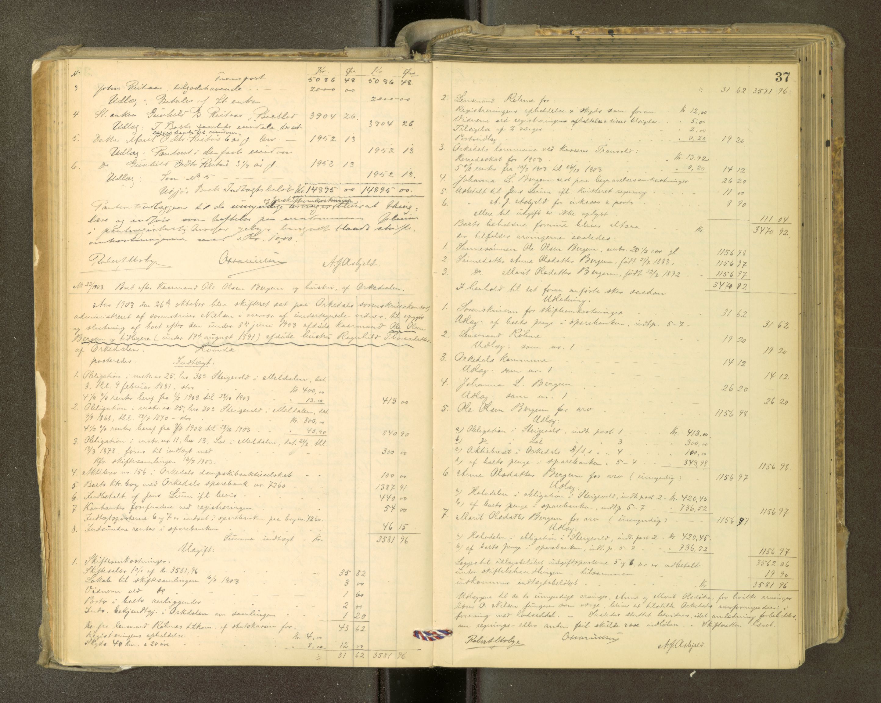 Orkdal sorenskriveri, AV/SAT-A-4169/1/3/3Aa/L0015: Skifteprotokoller, 1902-1915, p. 36b-37a