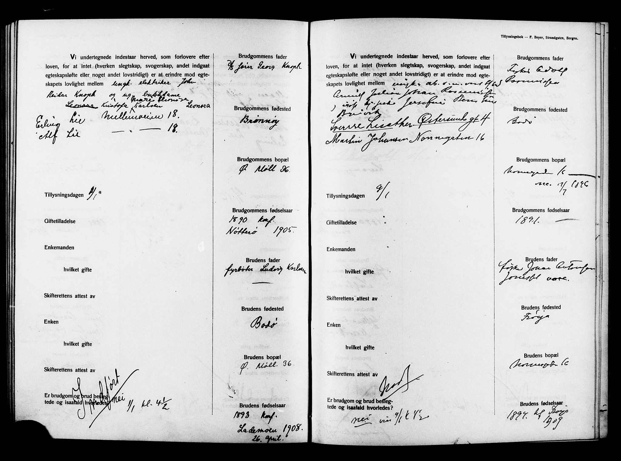 Ministerialprotokoller, klokkerbøker og fødselsregistre - Sør-Trøndelag, AV/SAT-A-1456/604/L0194: Banns register no. 604A15, 1912-1916