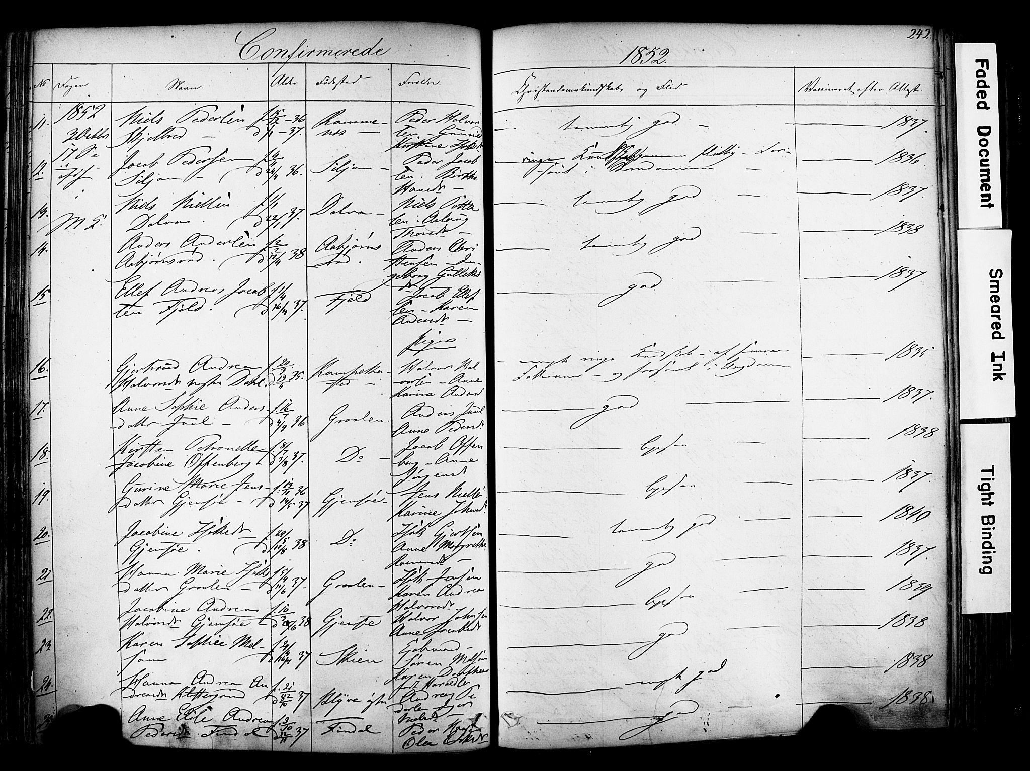 Solum kirkebøker, SAKO/A-306/F/Fa/L0006: Parish register (official) no. I 6, 1844-1855, p. 242