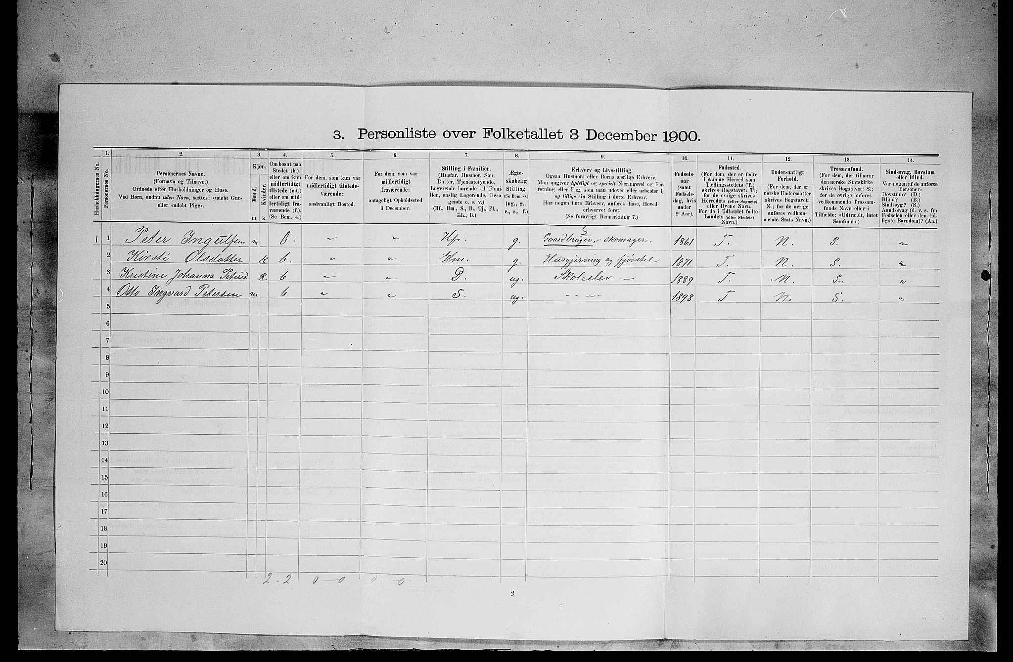 SAH, 1900 census for Tolga, 1900, p. 990