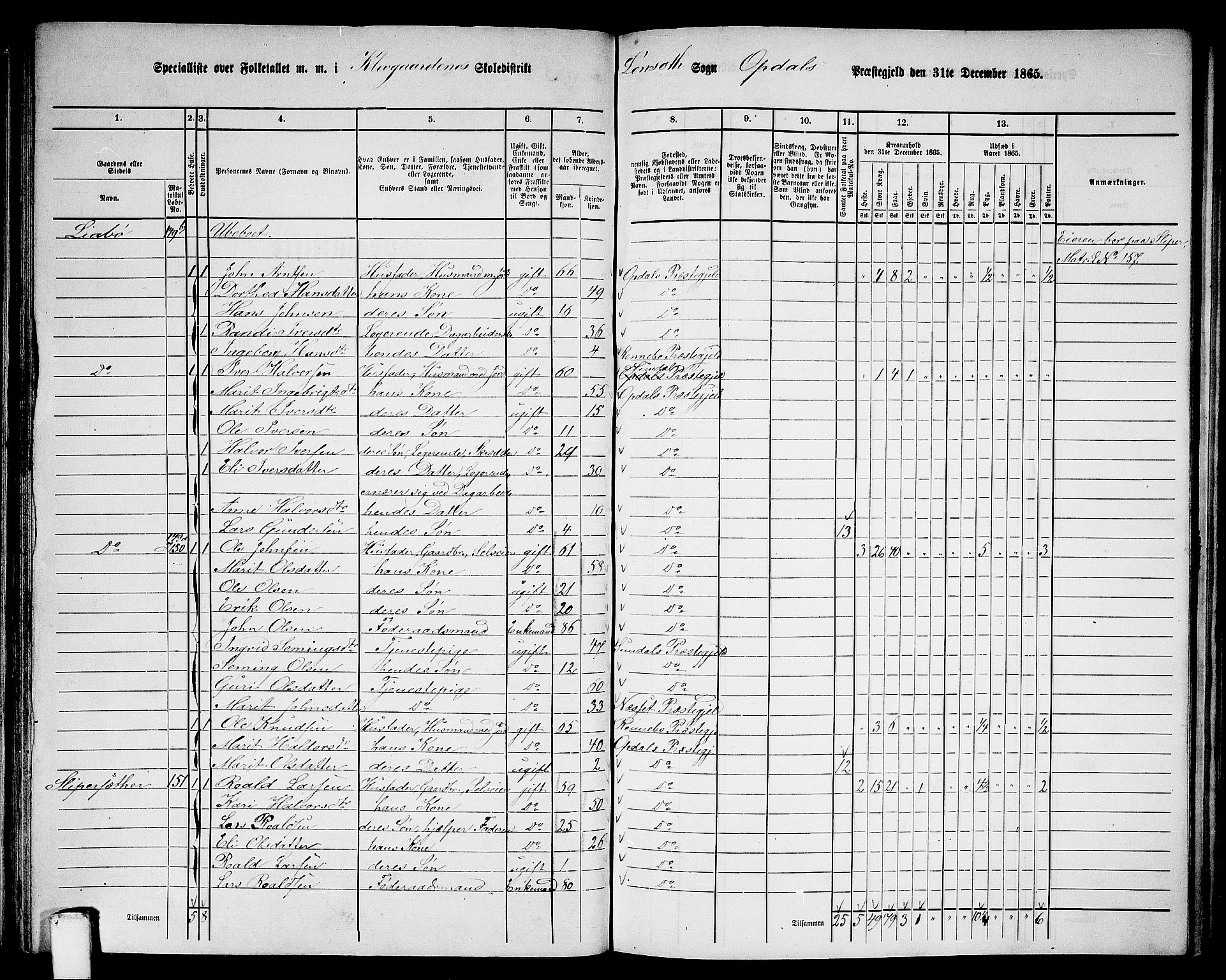 RA, 1865 census for Oppdal, 1865, p. 72