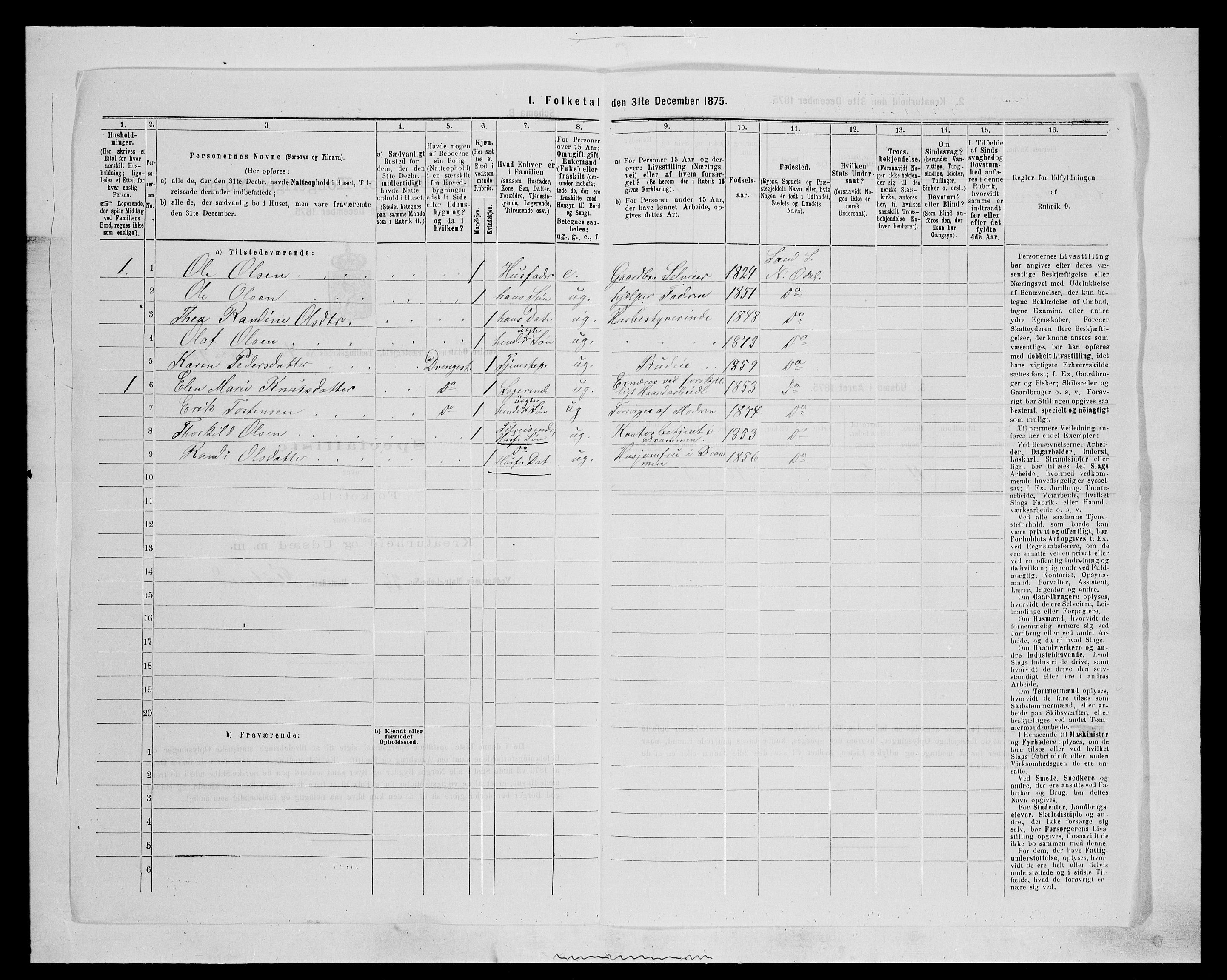 SAH, 1875 census for 0418P Nord-Odal, 1875, p. 741