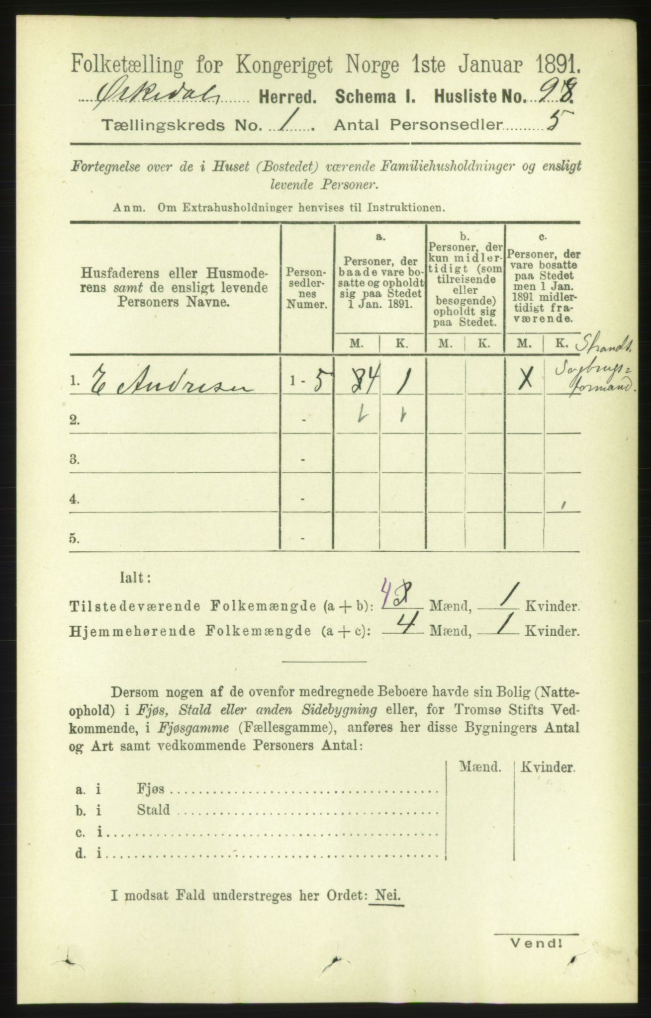 RA, 1891 census for 1638 Orkdal, 1891, p. 144