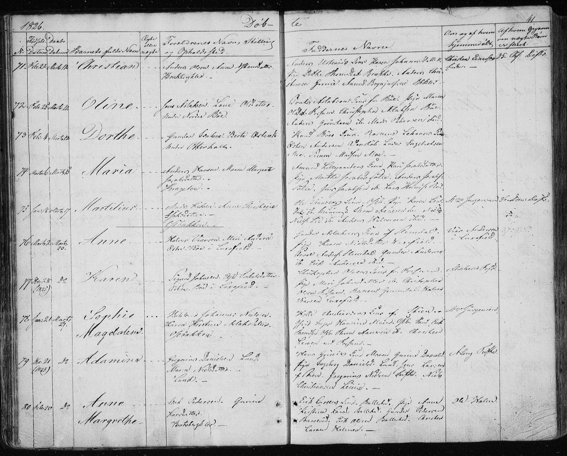 Gjerpen kirkebøker, AV/SAKO-A-265/F/Fa/L0005: Parish register (official) no. I 5, 1823-1829, p. 41