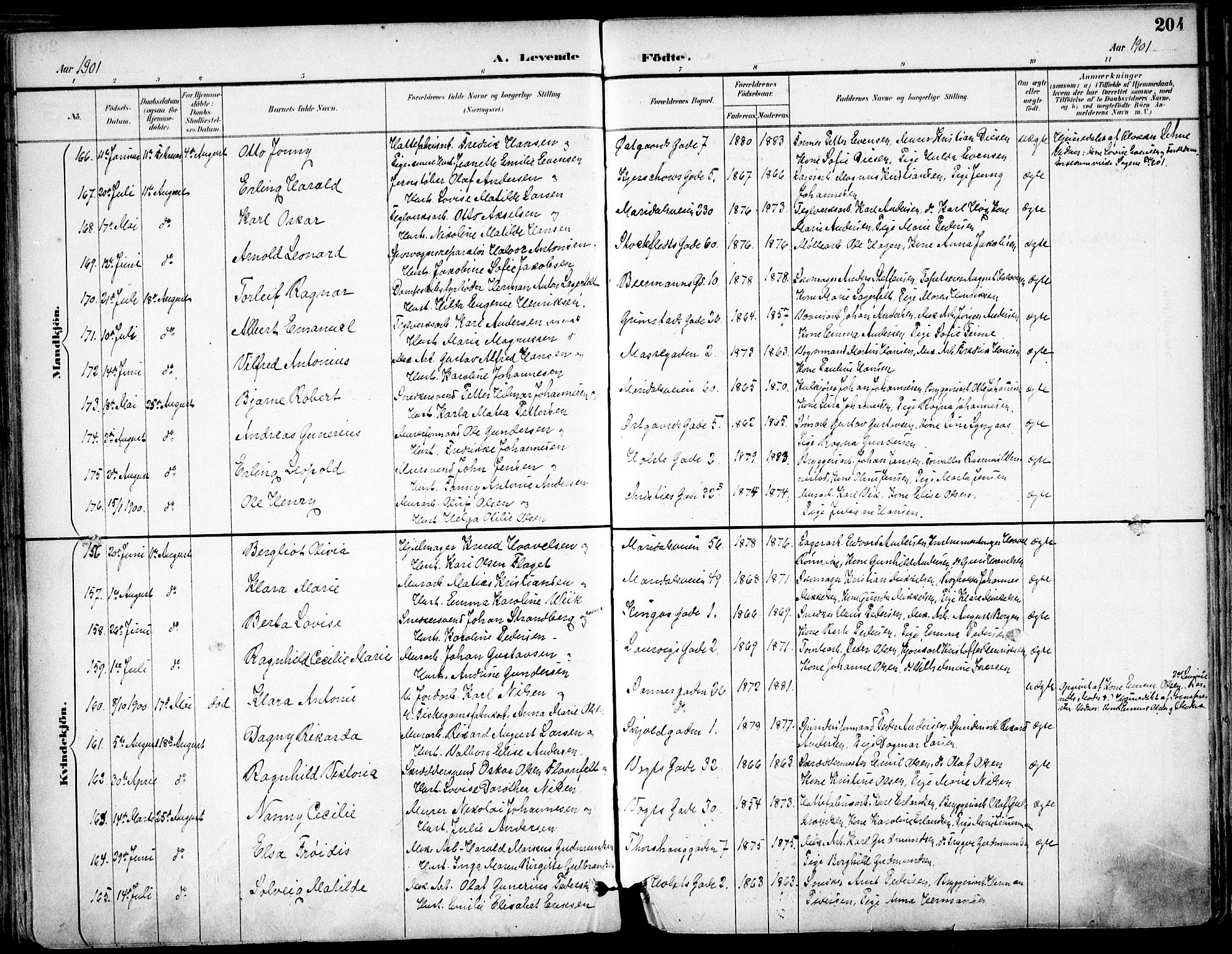 Sagene prestekontor Kirkebøker, SAO/A-10796/F/L0004: Parish register (official) no. 4, 1894-1904, p. 204