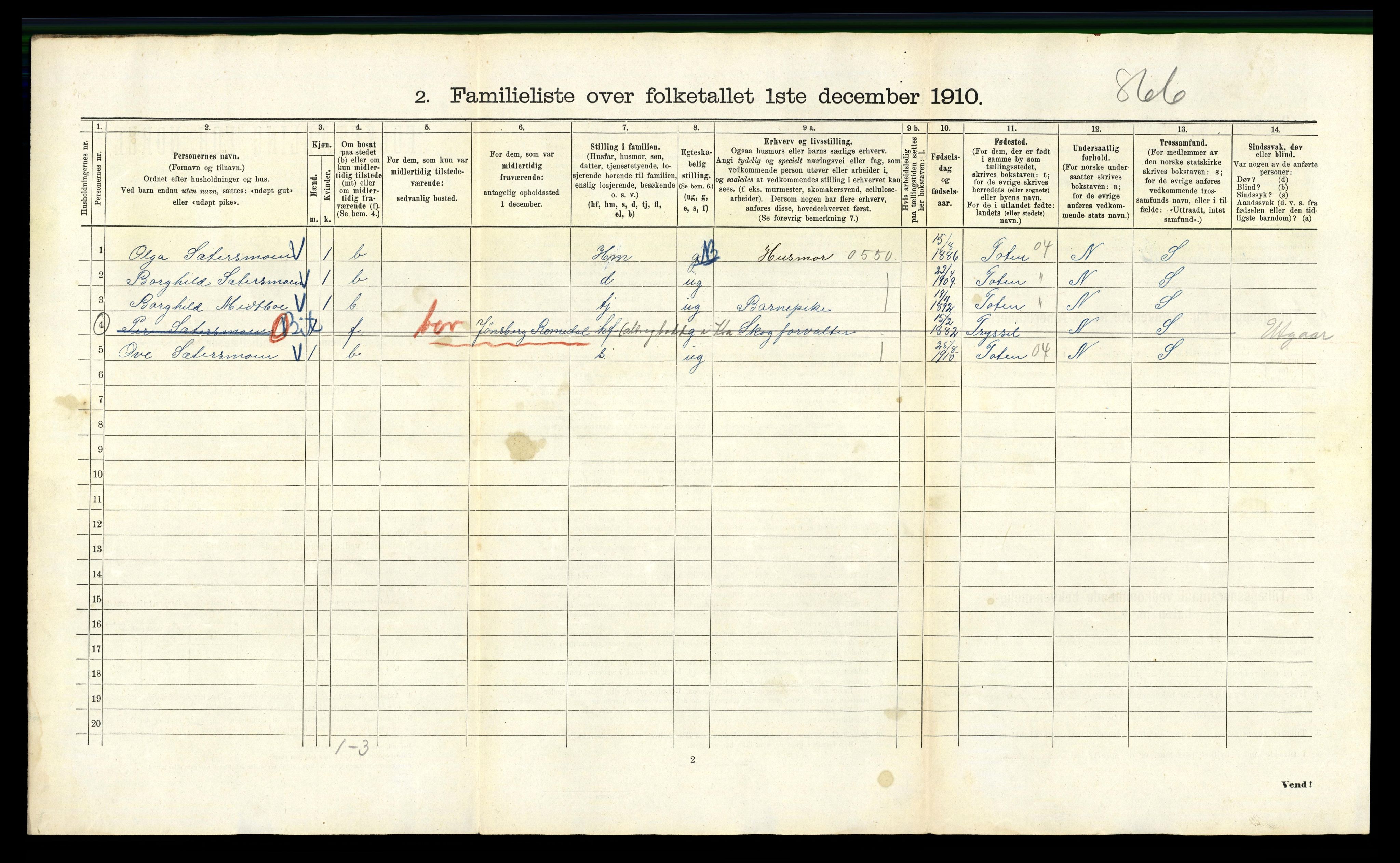 RA, 1910 census for Kristiania, 1910, p. 114126