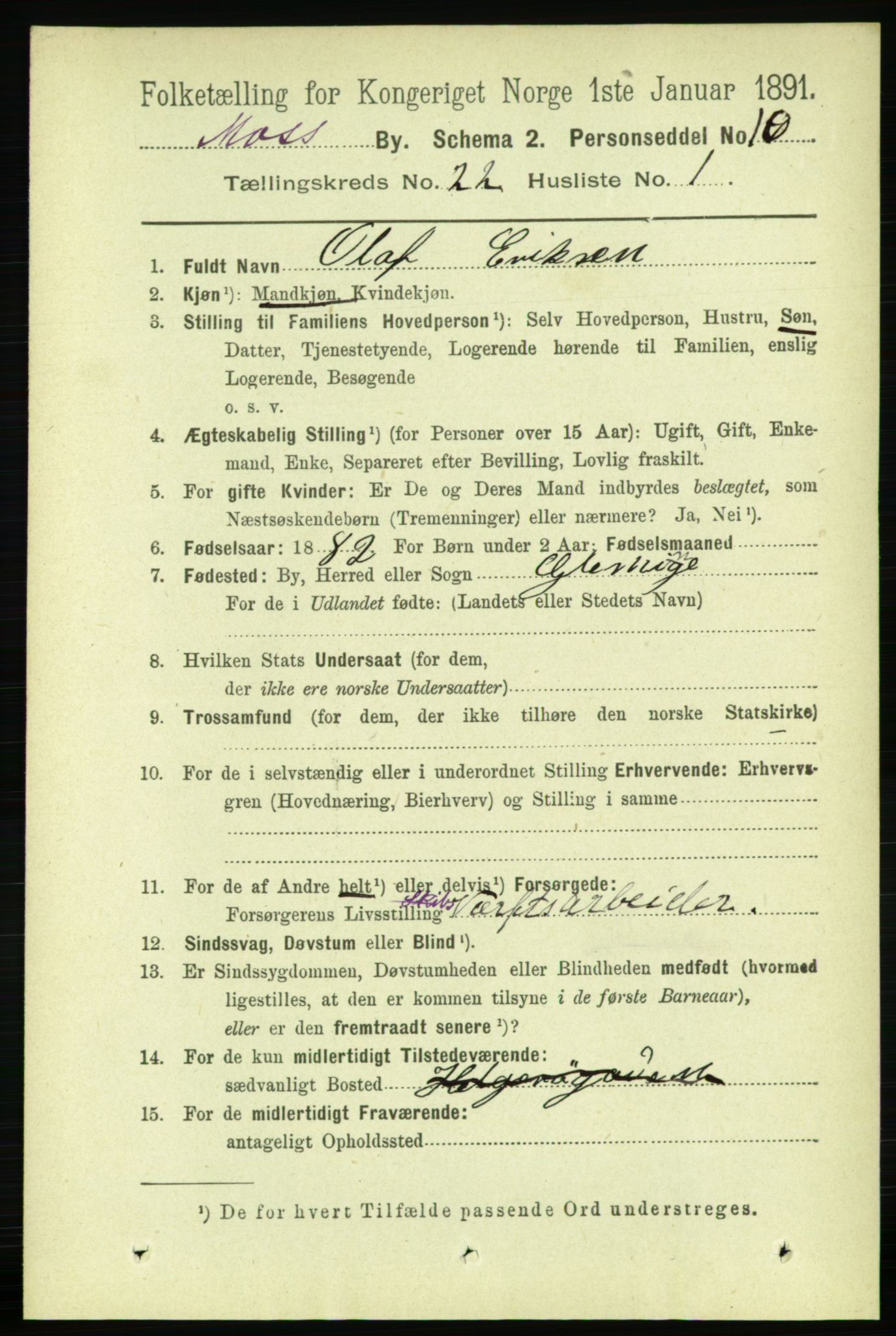 RA, 1891 census for 0104 Moss, 1891, p. 9424