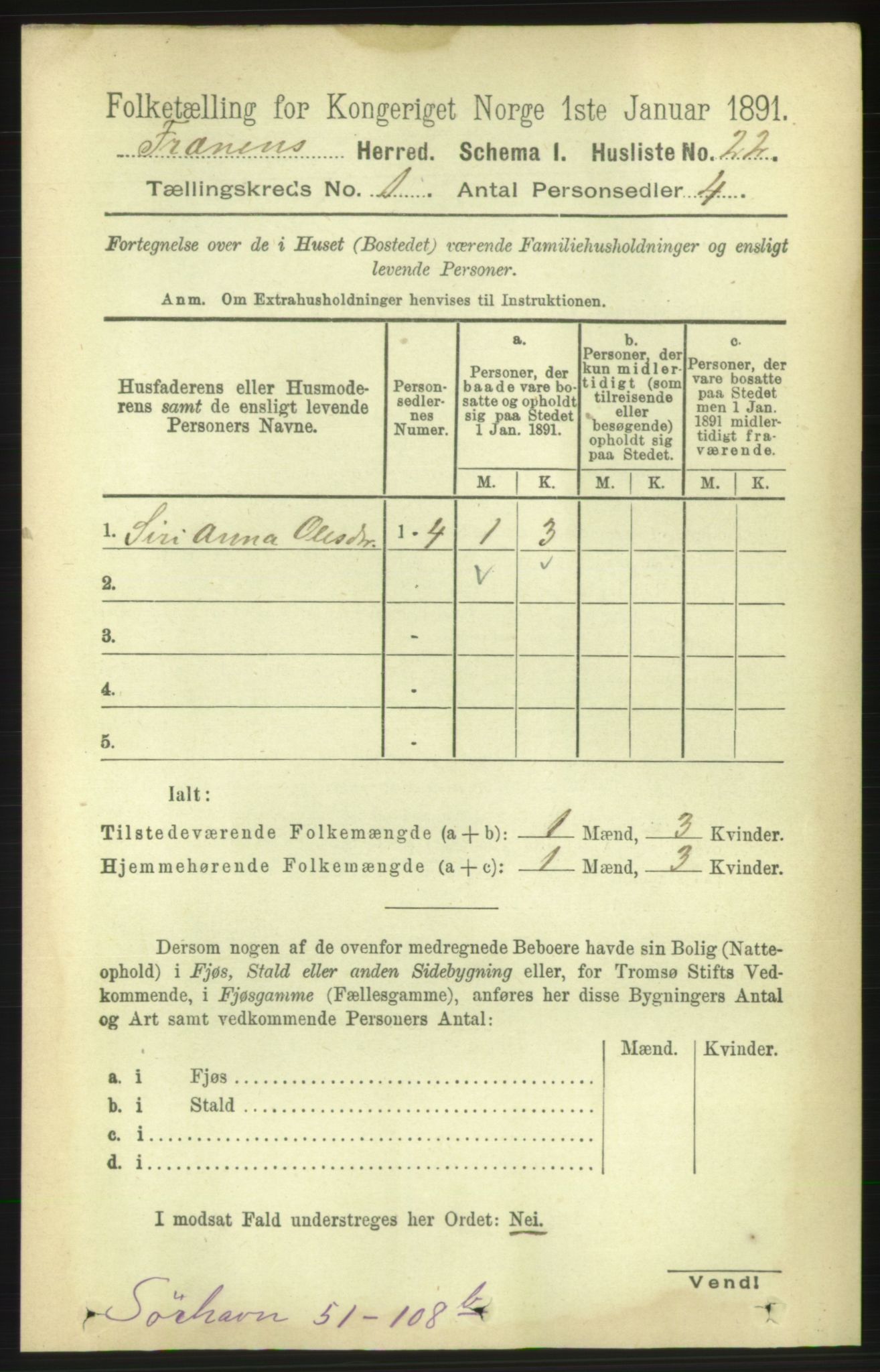 RA, 1891 census for 1548 Fræna, 1891, p. 45