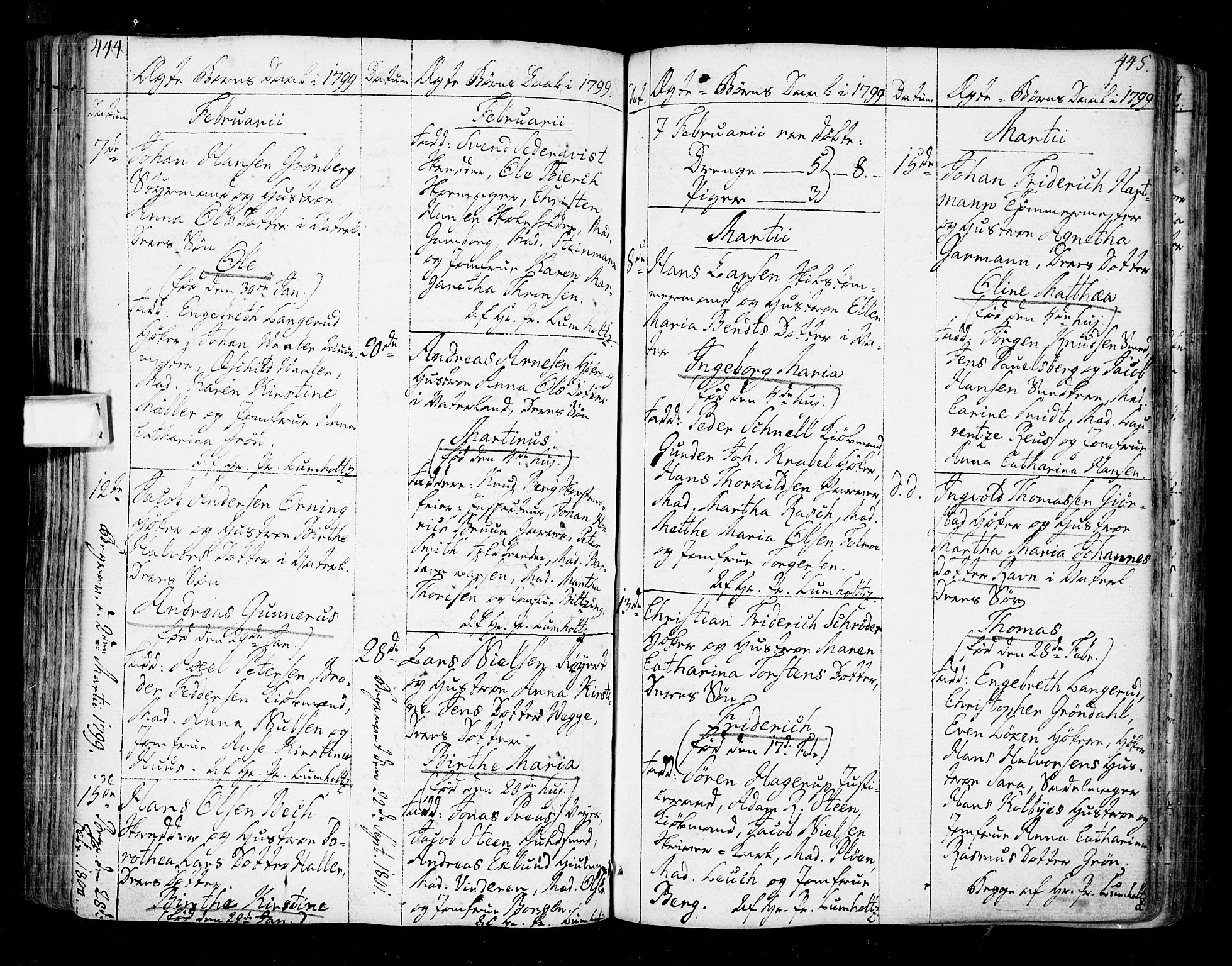 Oslo domkirke Kirkebøker, SAO/A-10752/F/Fa/L0005: Parish register (official) no. 5, 1787-1806, p. 444-445