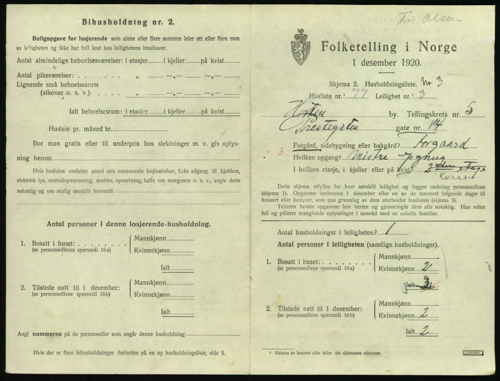 SAKO, 1920 census for Horten, 1920, p. 5945