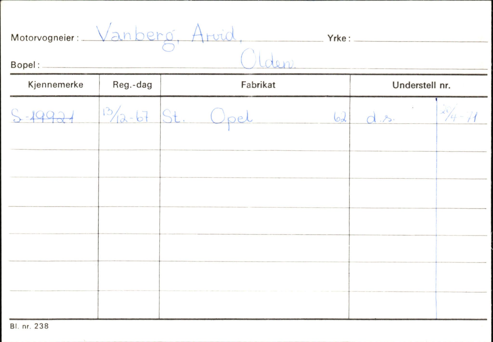 Statens vegvesen, Sogn og Fjordane vegkontor, AV/SAB-A-5301/4/F/L0131: Eigarregister Høyanger P-Å. Stryn S-Å, 1945-1975, p. 2097