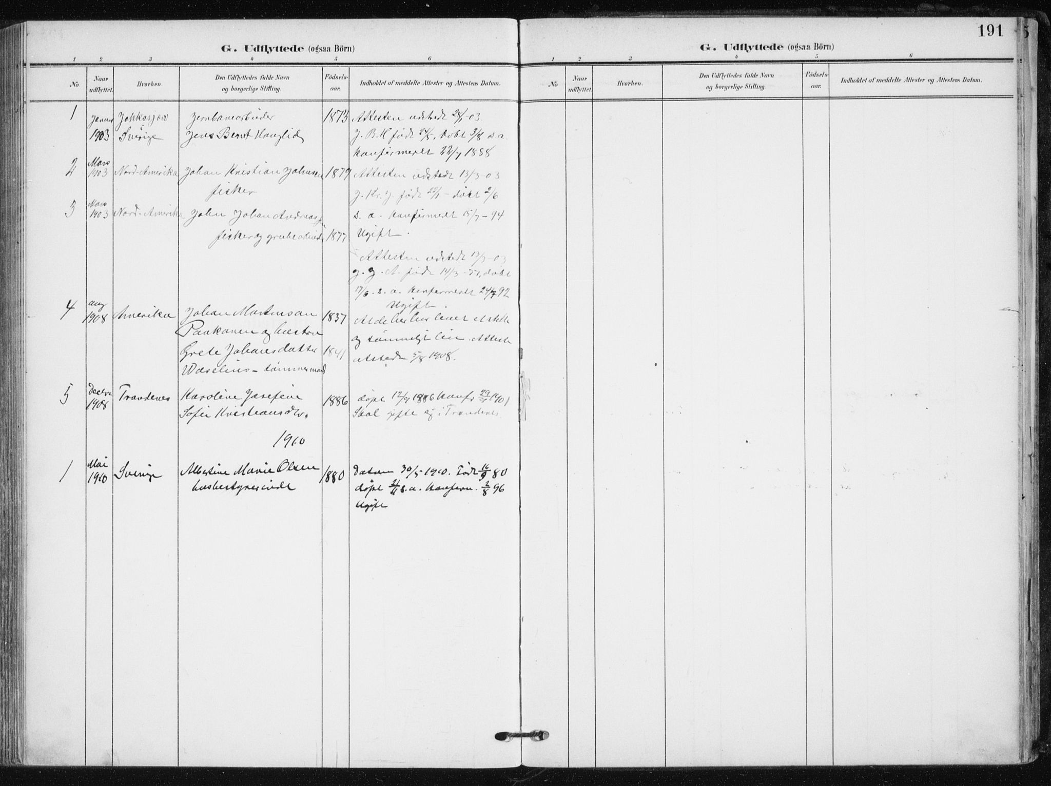 Salangen sokneprestembete, SATØ/S-1324/H/Ha/L0002kirke: Parish register (official) no. 2, 1902-1911, p. 191
