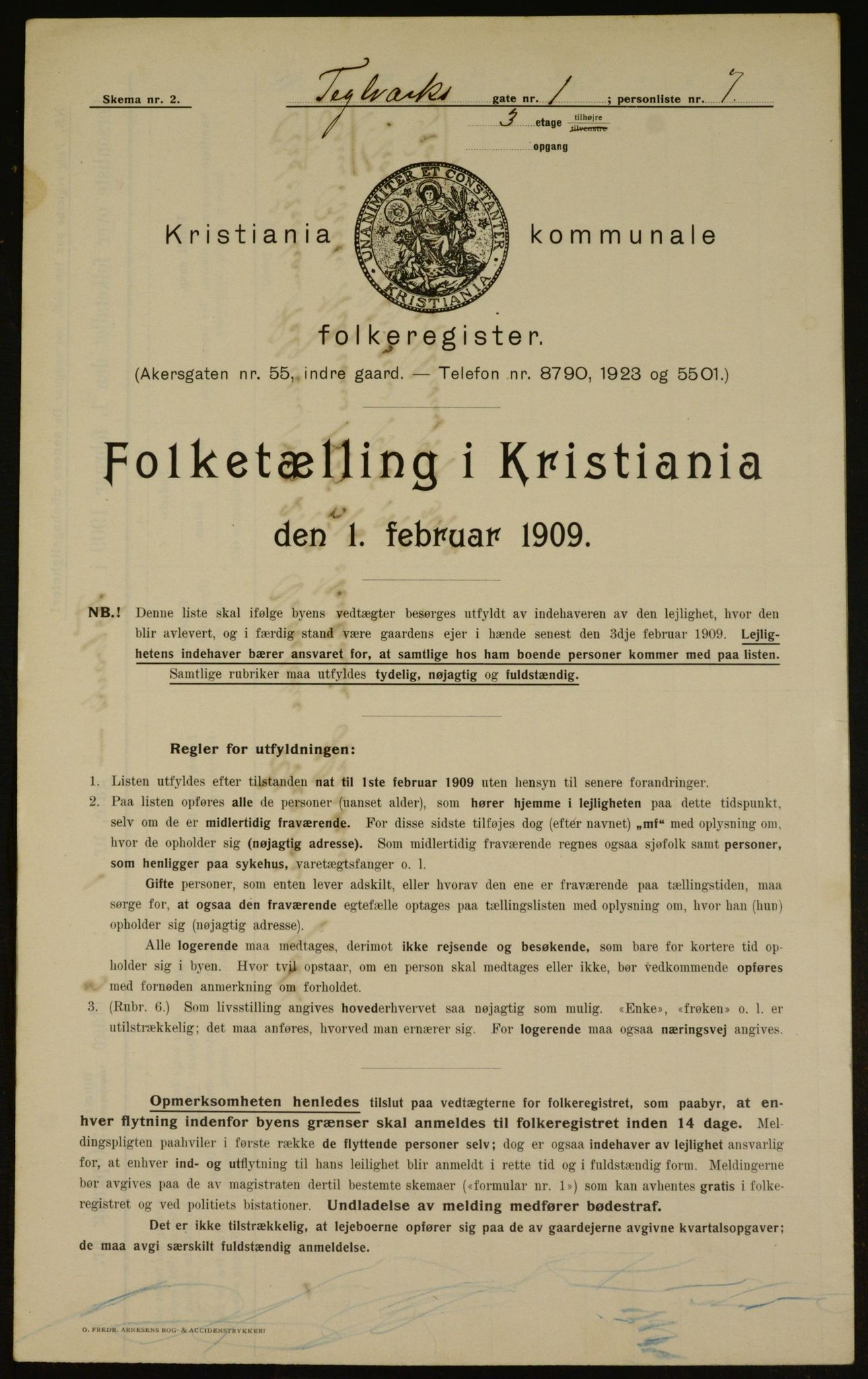 OBA, Municipal Census 1909 for Kristiania, 1909, p. 97264