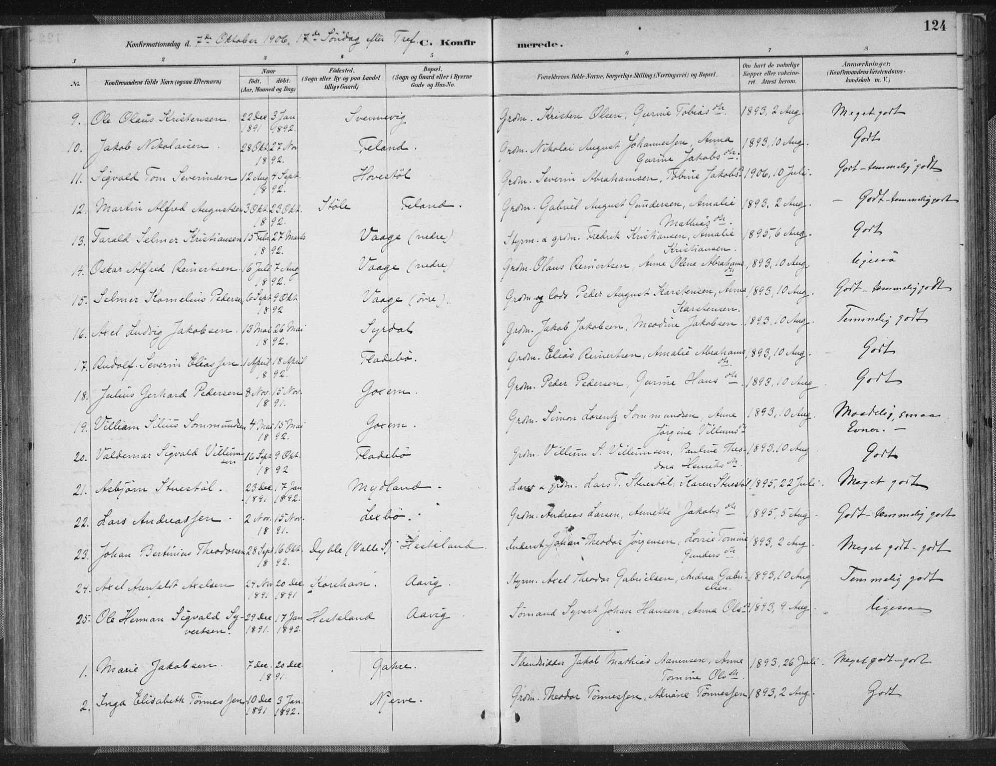 Sør-Audnedal sokneprestkontor, AV/SAK-1111-0039/F/Fa/Faa/L0004: Parish register (official) no. A 4, 1884-1909, p. 124