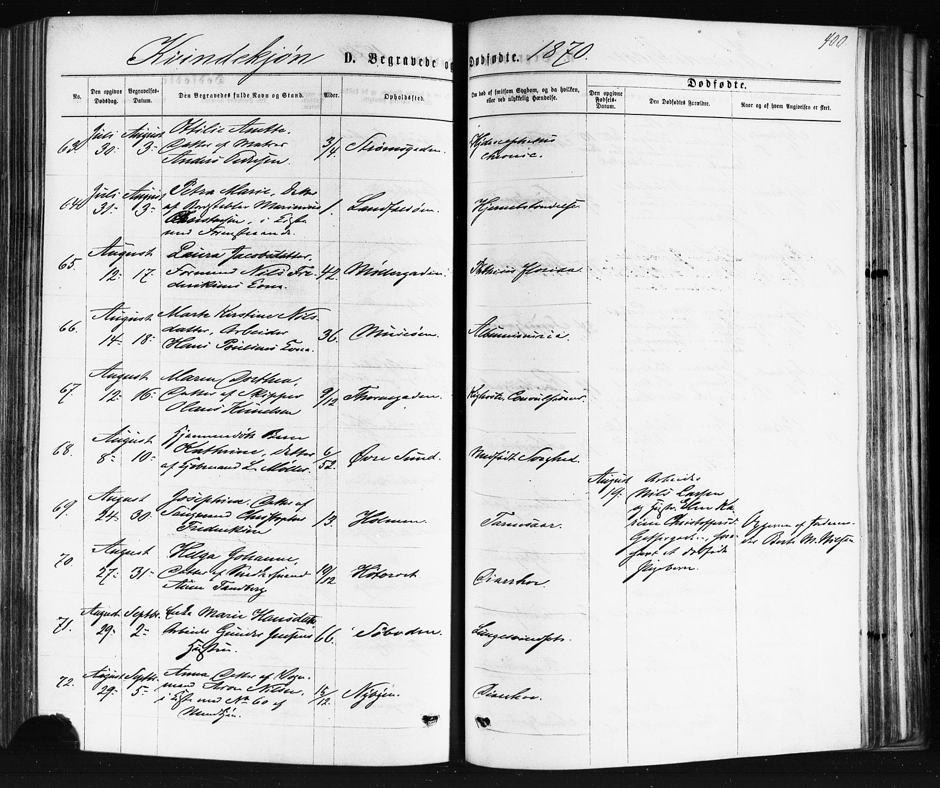 Bragernes kirkebøker, AV/SAKO-A-6/F/Fb/L0004: Parish register (official) no. II 4, 1869-1875, p. 400