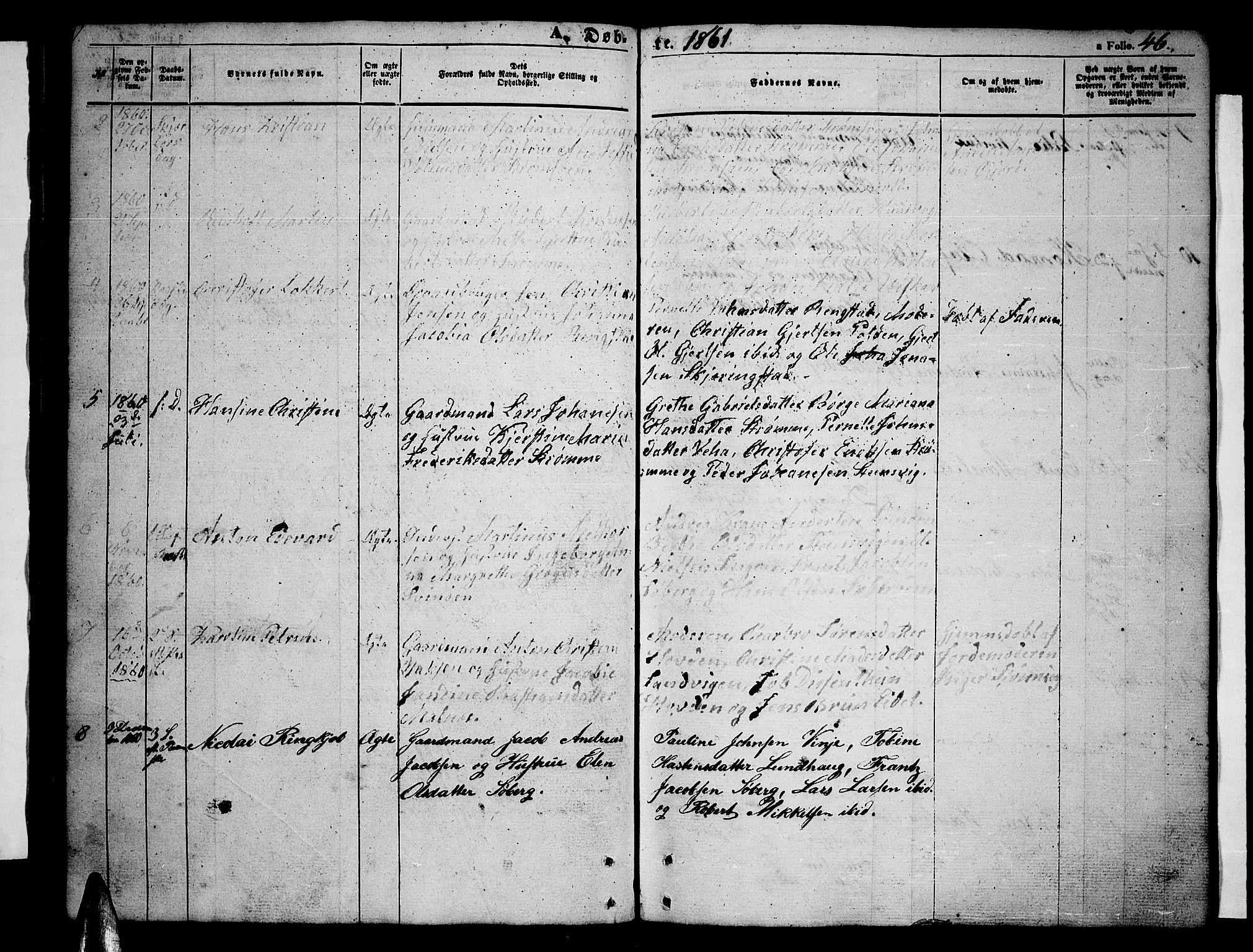 Ministerialprotokoller, klokkerbøker og fødselsregistre - Nordland, AV/SAT-A-1459/891/L1313: Parish register (copy) no. 891C02, 1856-1870, p. 46