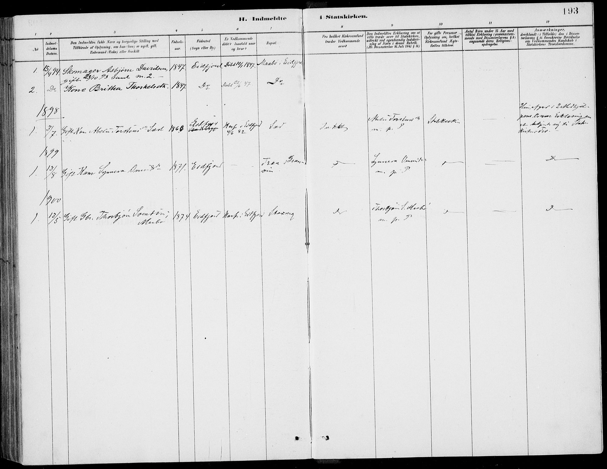 Ulvik sokneprestembete, SAB/A-78801/H/Haa: Parish register (official) no. D  1, 1878-1903, p. 193