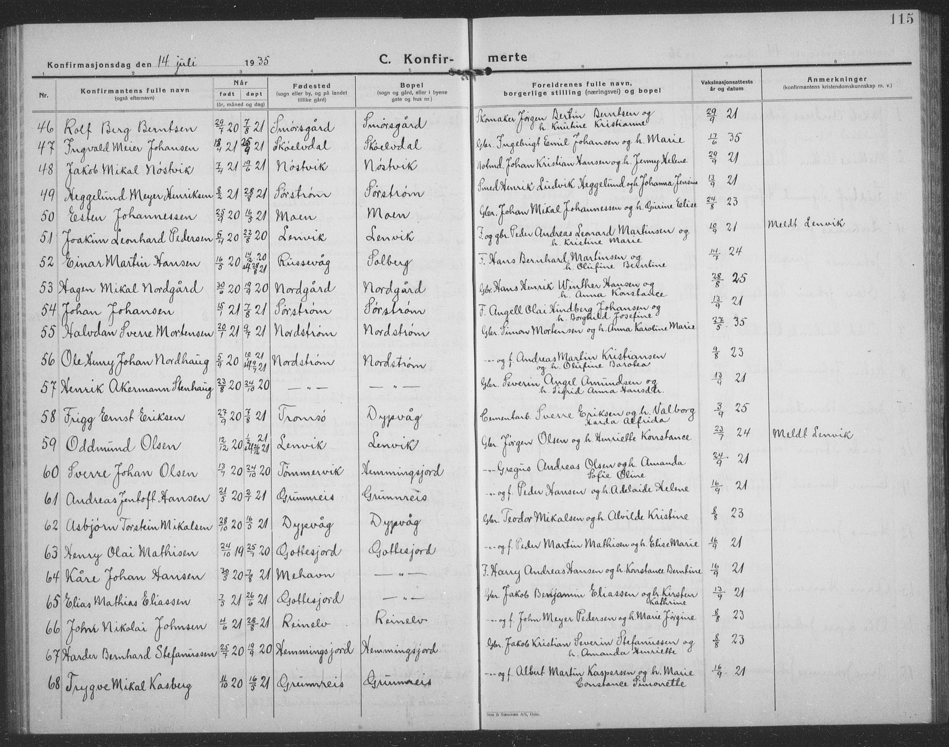 Tranøy sokneprestkontor, AV/SATØ-S-1313/I/Ia/Iab/L0024klokker: Parish register (copy) no. 24, 1929-1943, p. 115