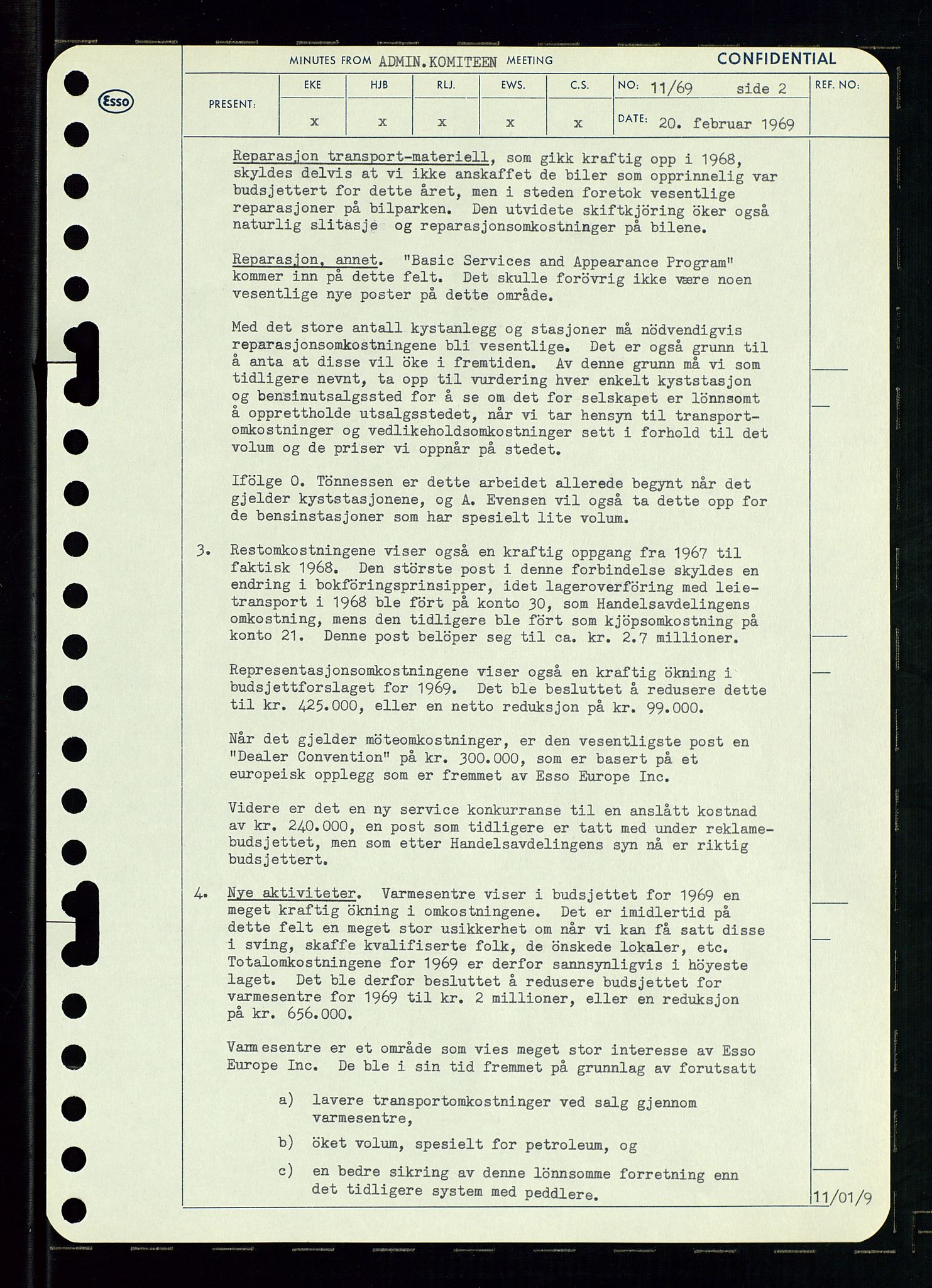 Pa 0982 - Esso Norge A/S, AV/SAST-A-100448/A/Aa/L0003/0001: Den administrerende direksjon Board minutes (styrereferater) og Bedriftforsamlingsprotokoll / Den administrerende direksjon Board minutes (styrereferater), 1969, p. 61