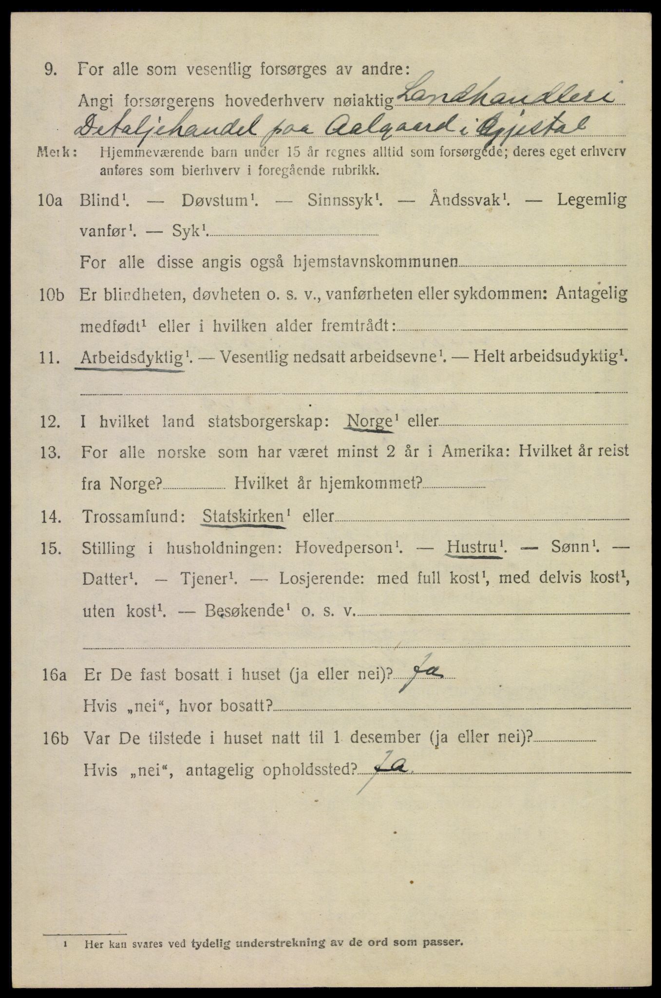SAST, 1920 census for Gjesdal, 1920, p. 1459