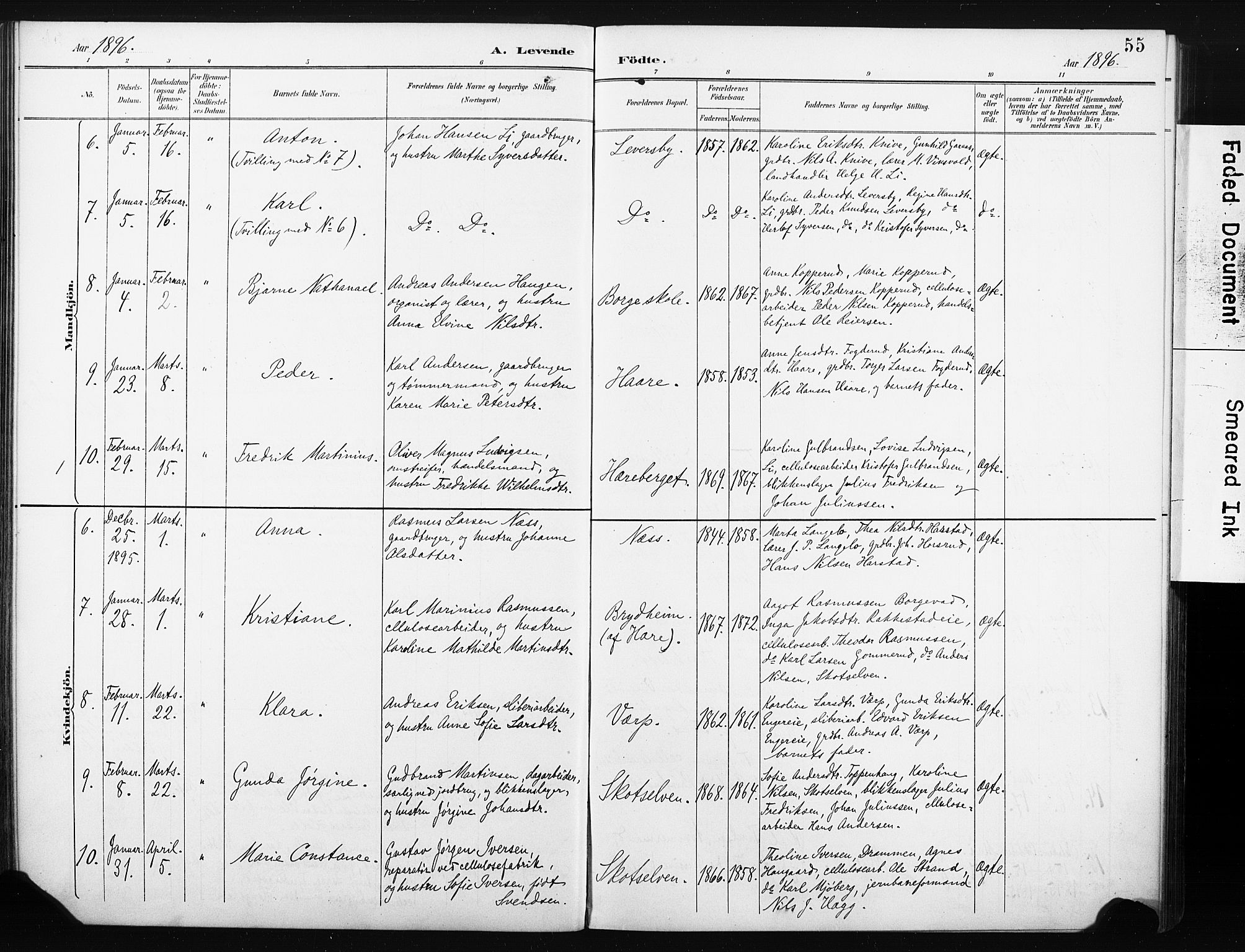 Eiker kirkebøker, SAKO/A-4/F/Fc/L0002: Parish register (official) no. III 2, 1889-1897, p. 55