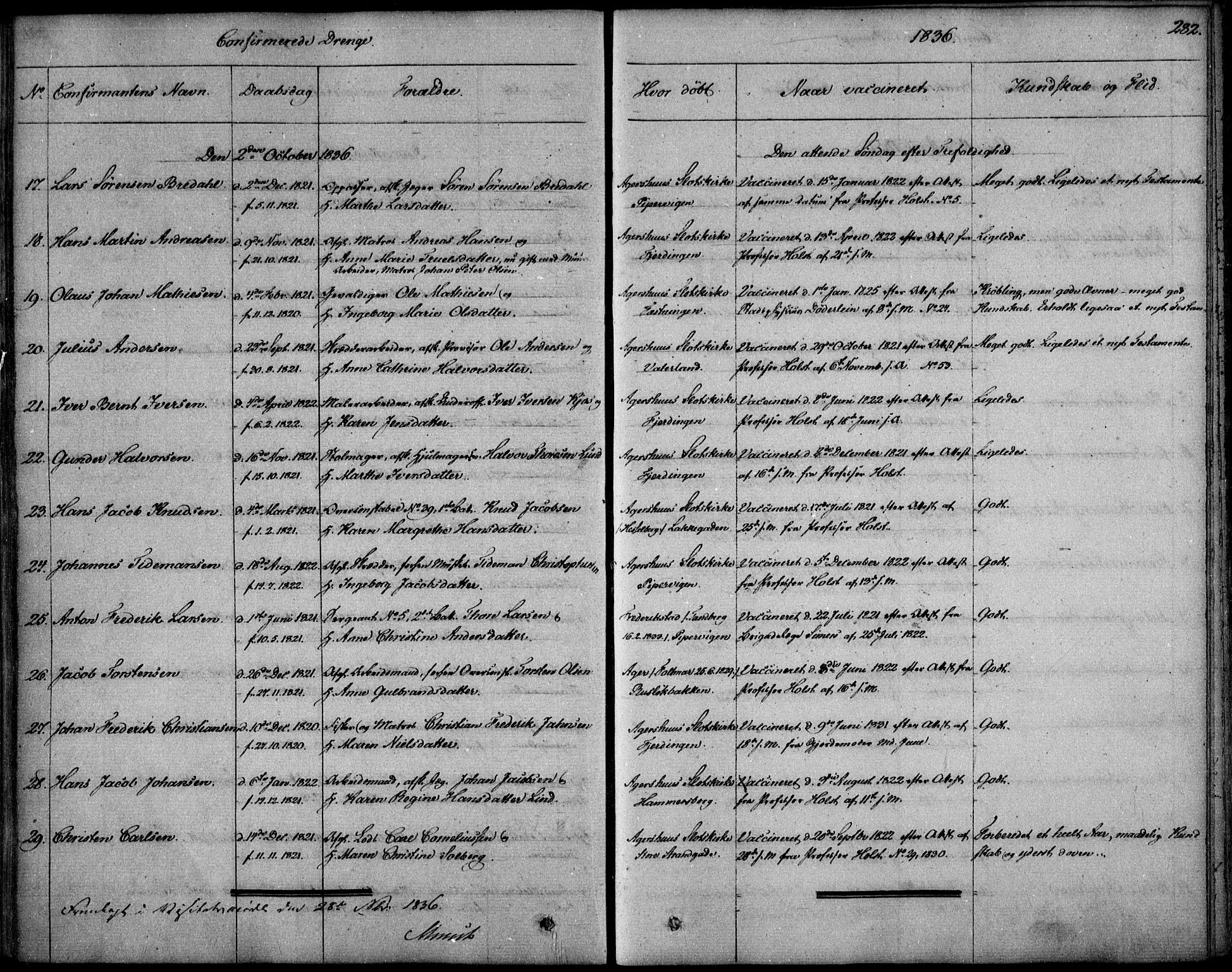 Garnisonsmenigheten Kirkebøker, AV/SAO-A-10846/F/Fa/L0006: Parish register (official) no. 6, 1828-1841, p. 282