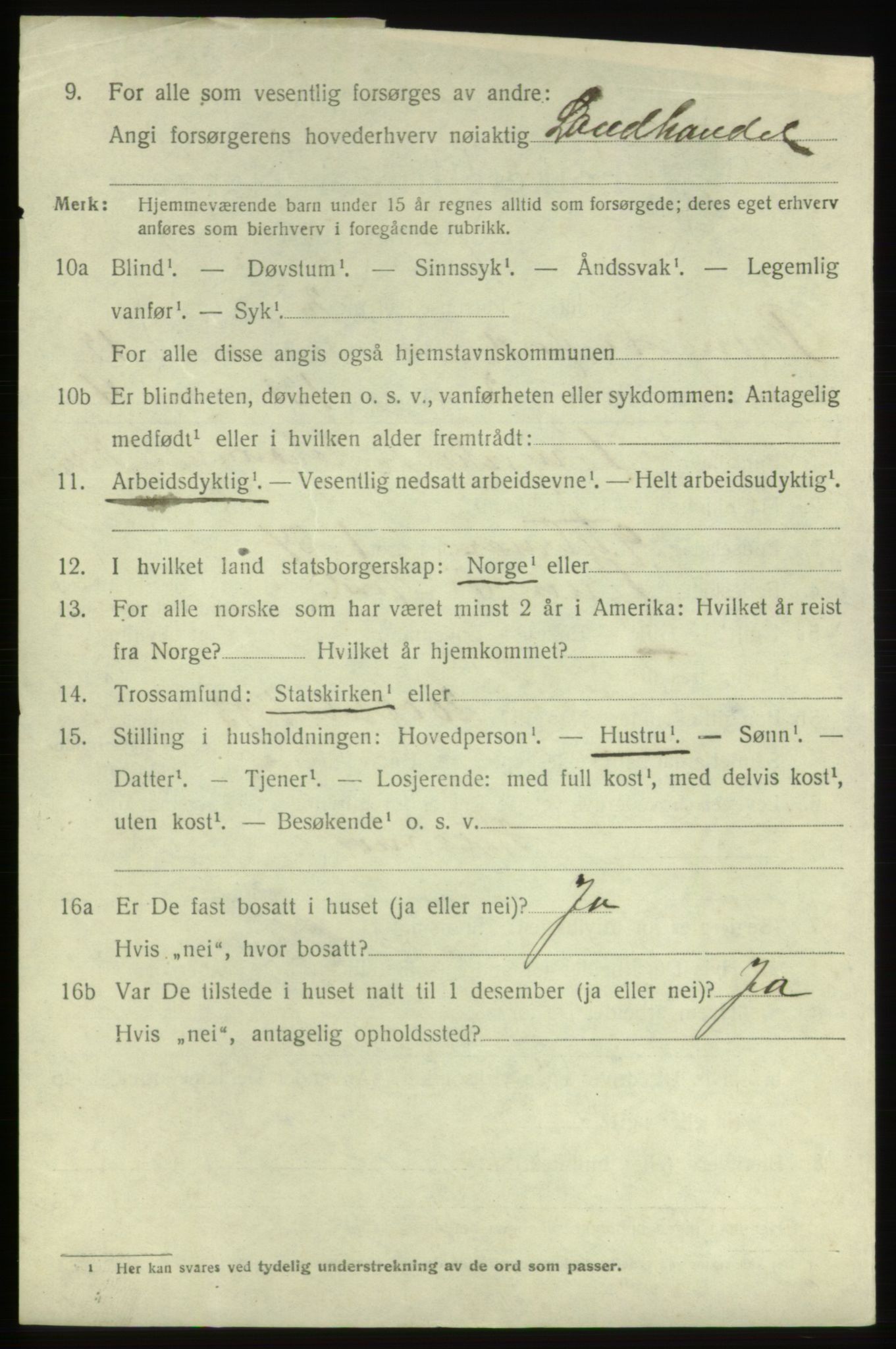 SAB, 1920 census for Bremnes, 1920, p. 7591