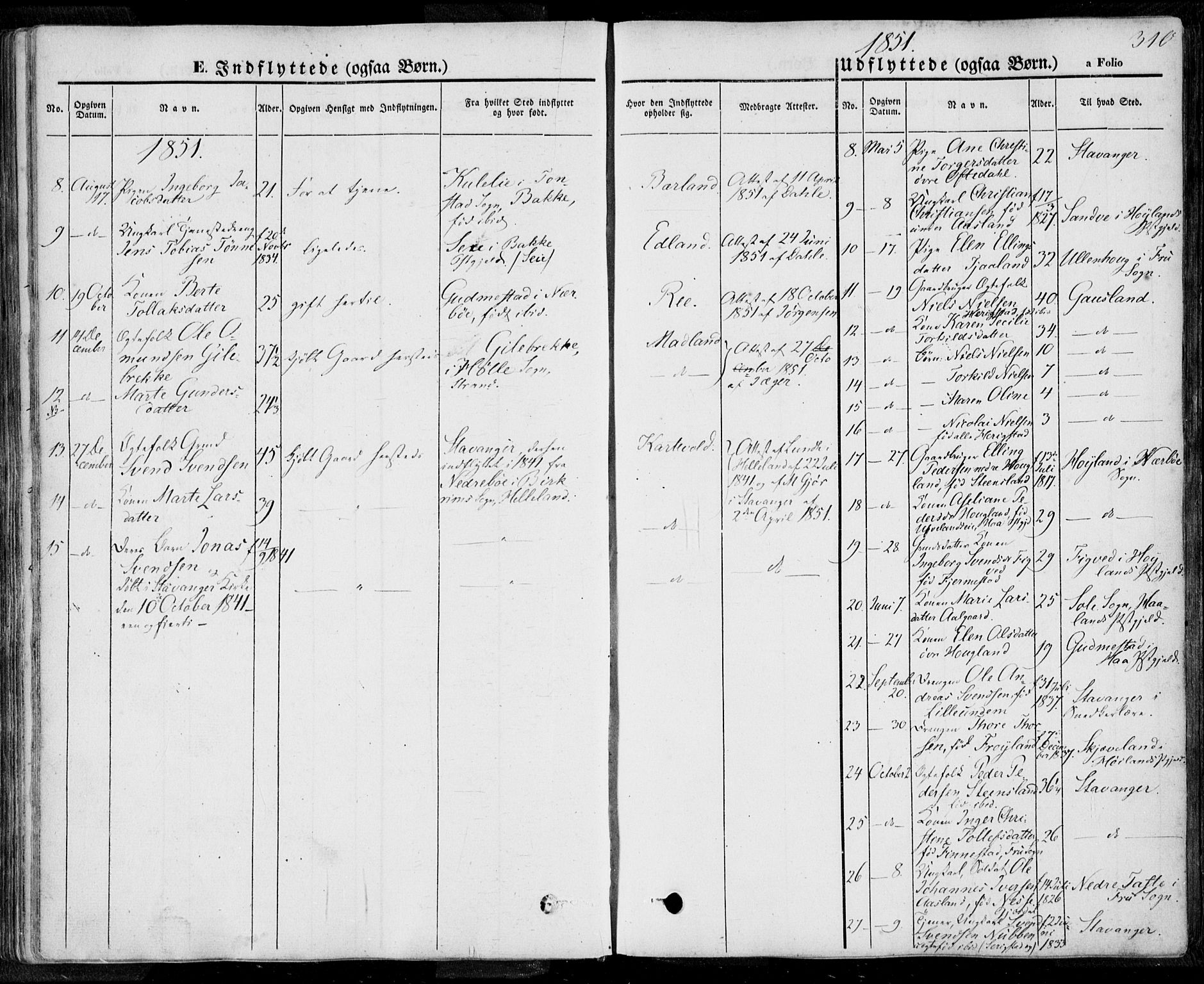 Lye sokneprestkontor, SAST/A-101794/001/30BA/L0006: Parish register (official) no. A 5.2, 1842-1855, p. 310