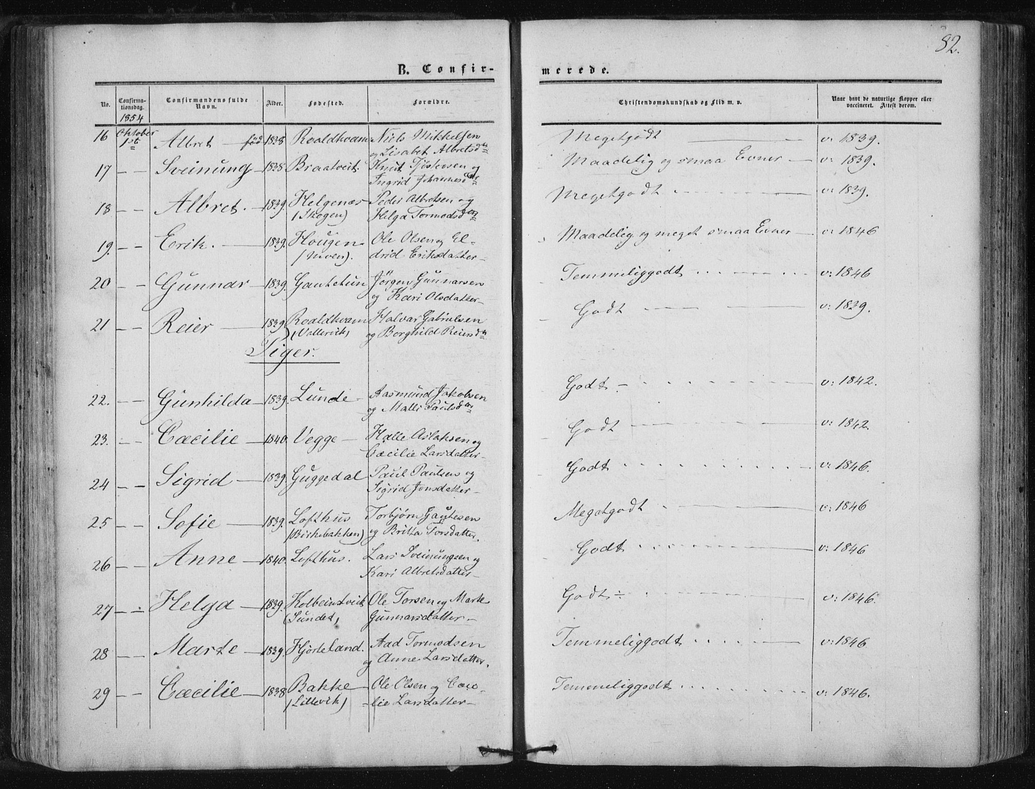 Suldal sokneprestkontor, AV/SAST-A-101845/01/IV/L0009: Parish register (official) no. A 9, 1854-1868, p. 82