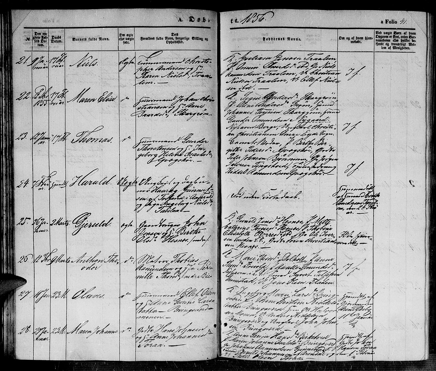 Fjære sokneprestkontor, SAK/1111-0011/F/Fb/L0008: Parish register (copy) no. B 8, 1854-1867, p. 41