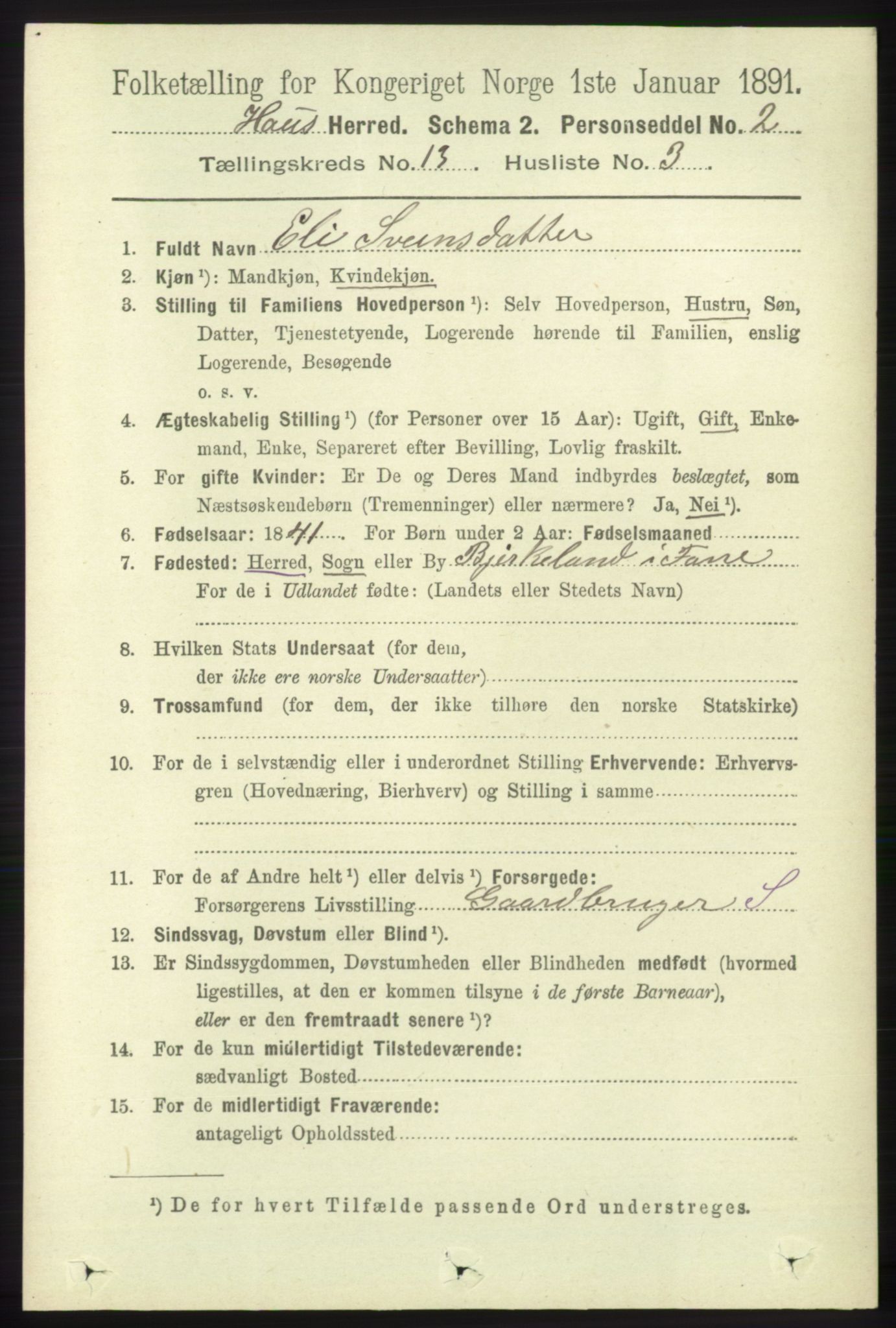 RA, 1891 census for 1250 Haus, 1891, p. 5574