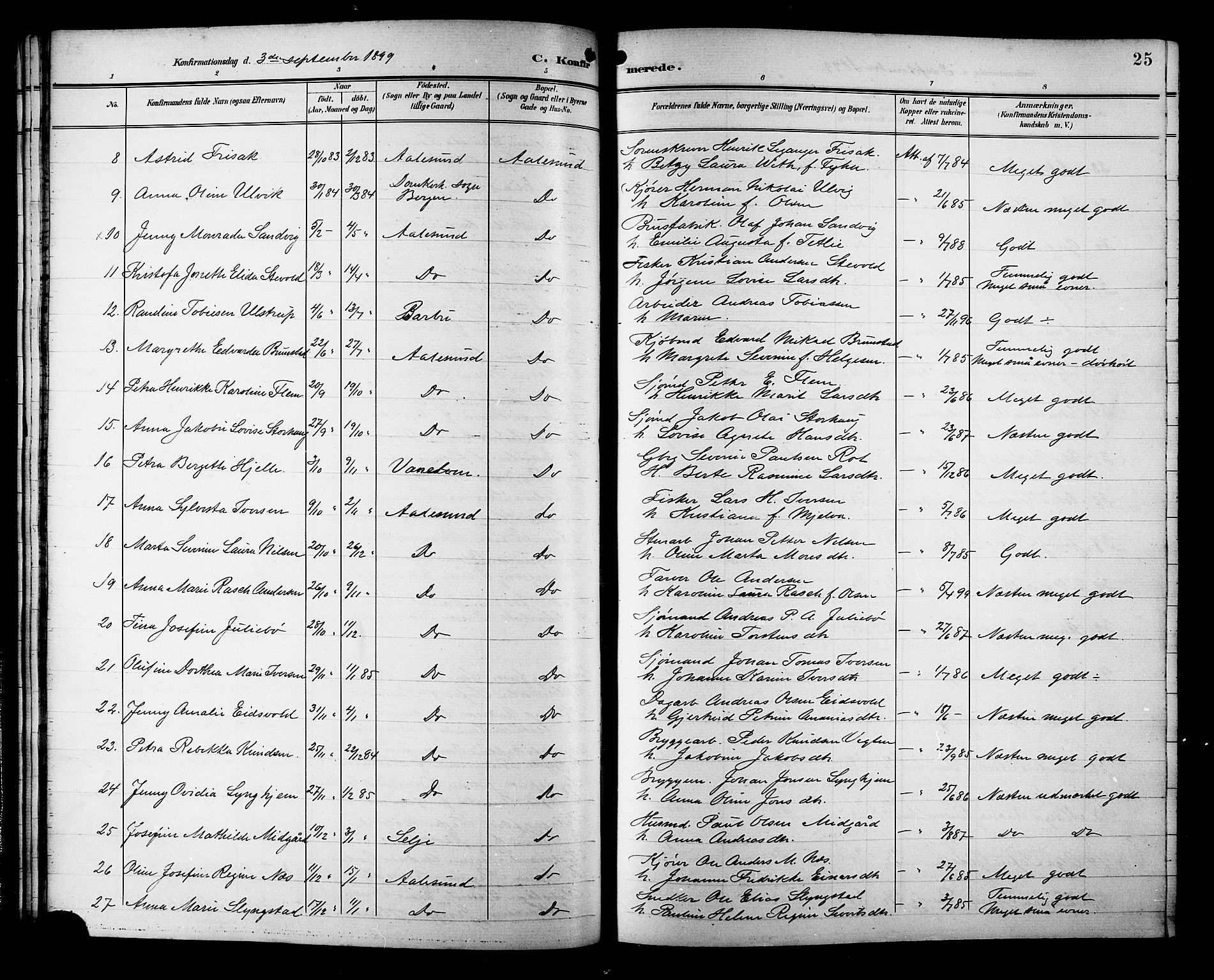 Ministerialprotokoller, klokkerbøker og fødselsregistre - Møre og Romsdal, AV/SAT-A-1454/529/L0469: Parish register (copy) no. 529C06, 1898-1906, p. 25