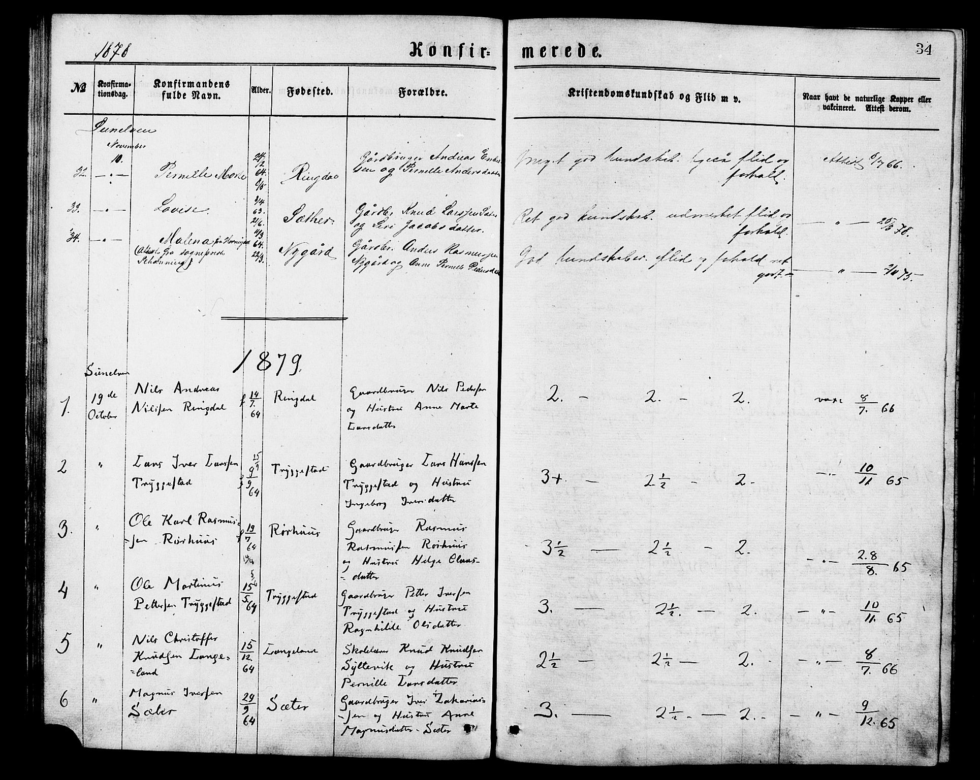 Ministerialprotokoller, klokkerbøker og fødselsregistre - Møre og Romsdal, AV/SAT-A-1454/517/L0227: Parish register (official) no. 517A07, 1870-1886, p. 34