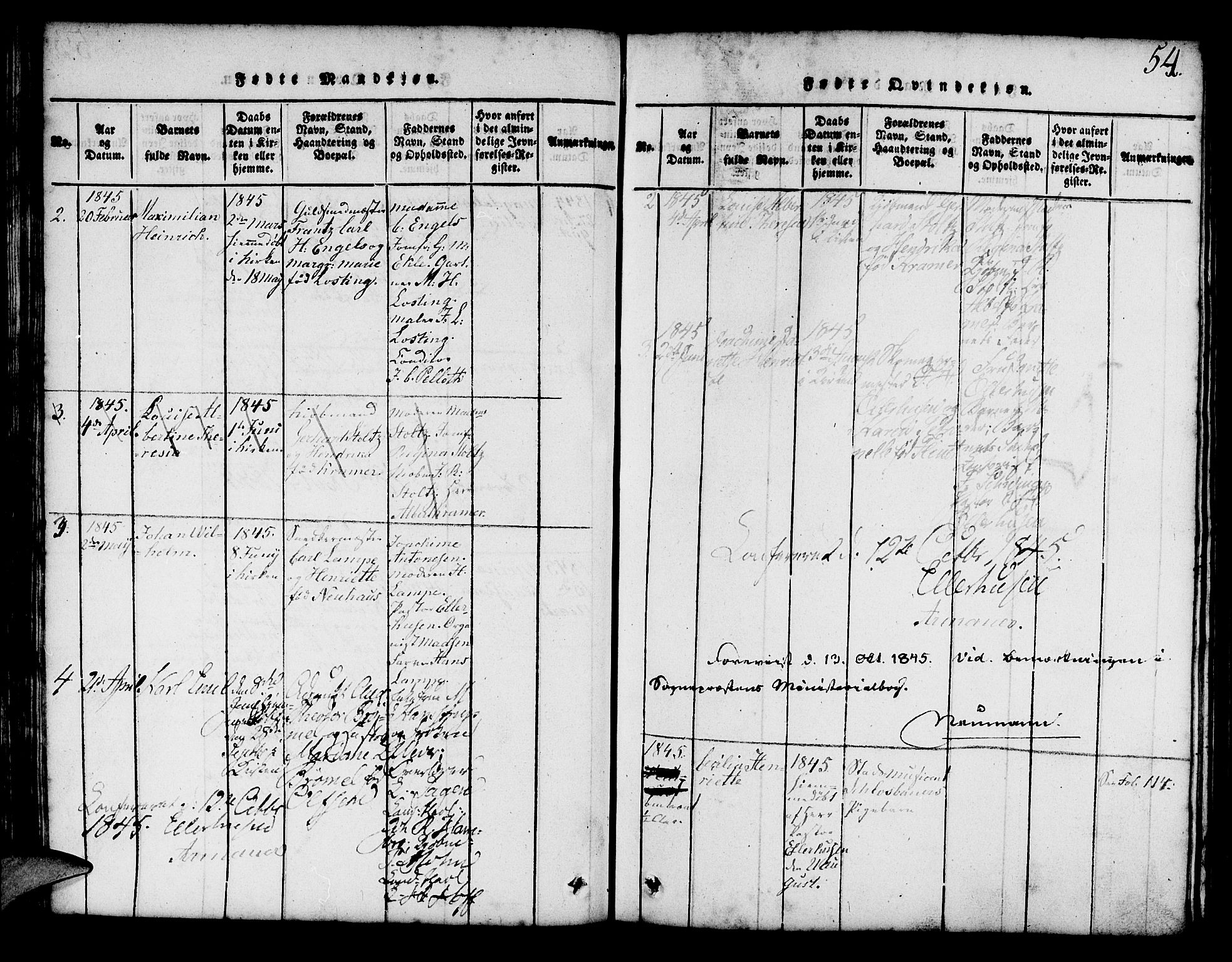 Mariakirken Sokneprestembete, AV/SAB-A-76901/H/Hab/L0001: Parish register (copy) no. A 1, 1815-1846, p. 54