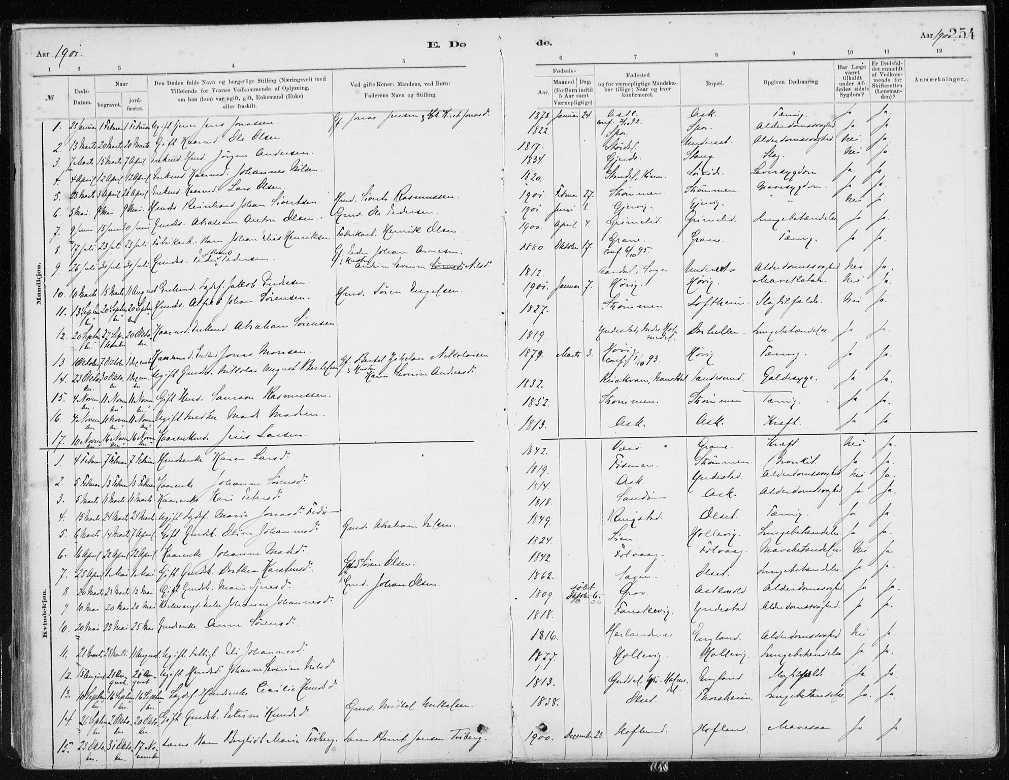 Askvoll sokneprestembete, AV/SAB-A-79501/H/Haa/Haab/L0002: Parish register (official) no. B 2, 1879-1909, p. 254