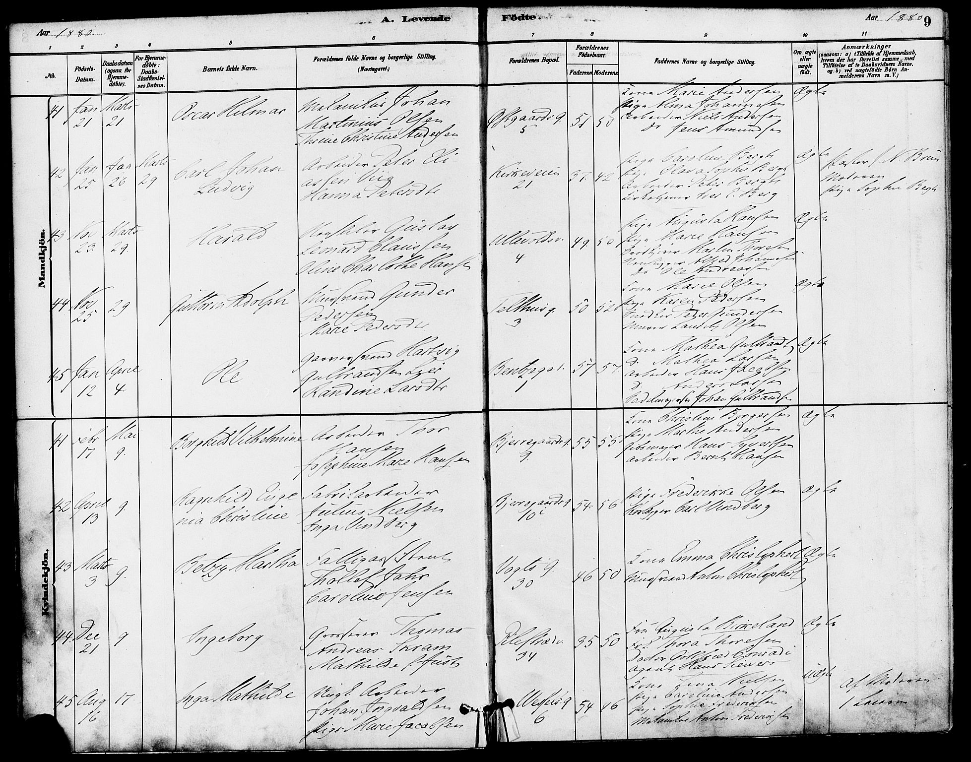 Gamle Aker prestekontor Kirkebøker, SAO/A-10617a/F/L0006: Parish register (official) no. 6, 1880-1887, p. 9