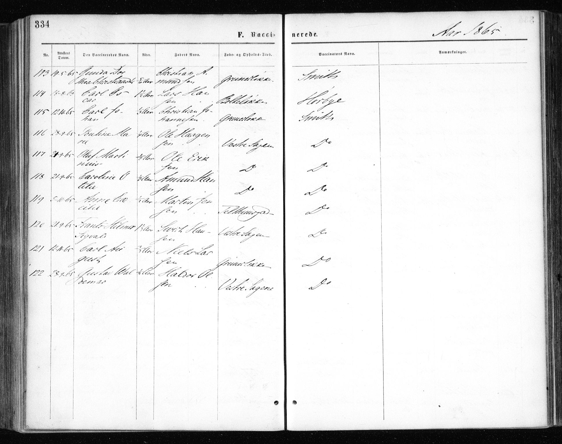 Gamle Aker prestekontor Kirkebøker, AV/SAO-A-10617a/F/L0003: Parish register (official) no. 3, 1865-1873, p. 334