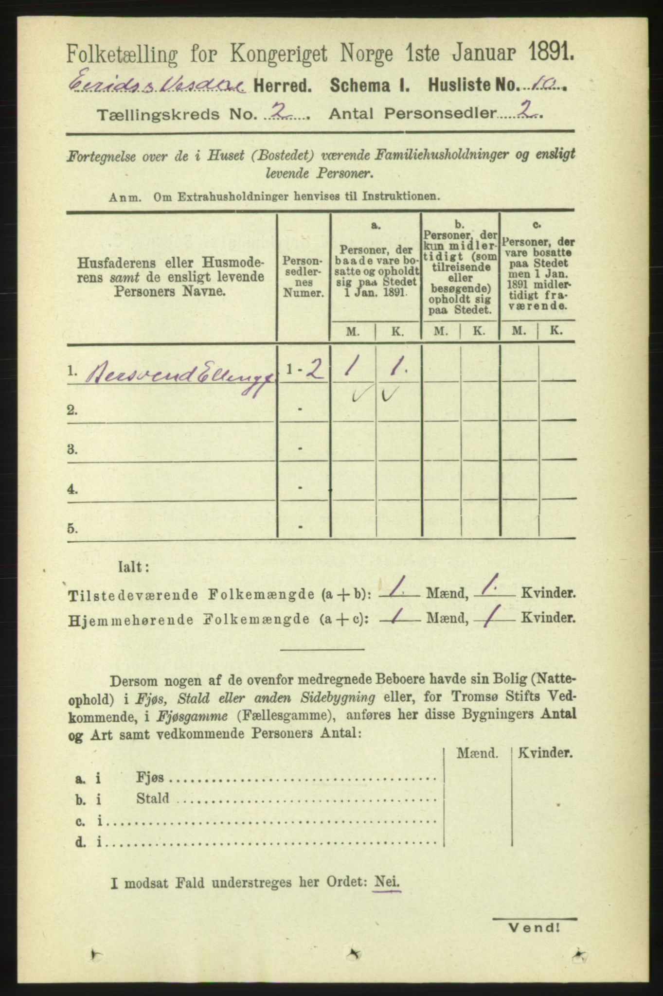 RA, 1891 census for 1542 Eresfjord og Vistdal, 1891, p. 318