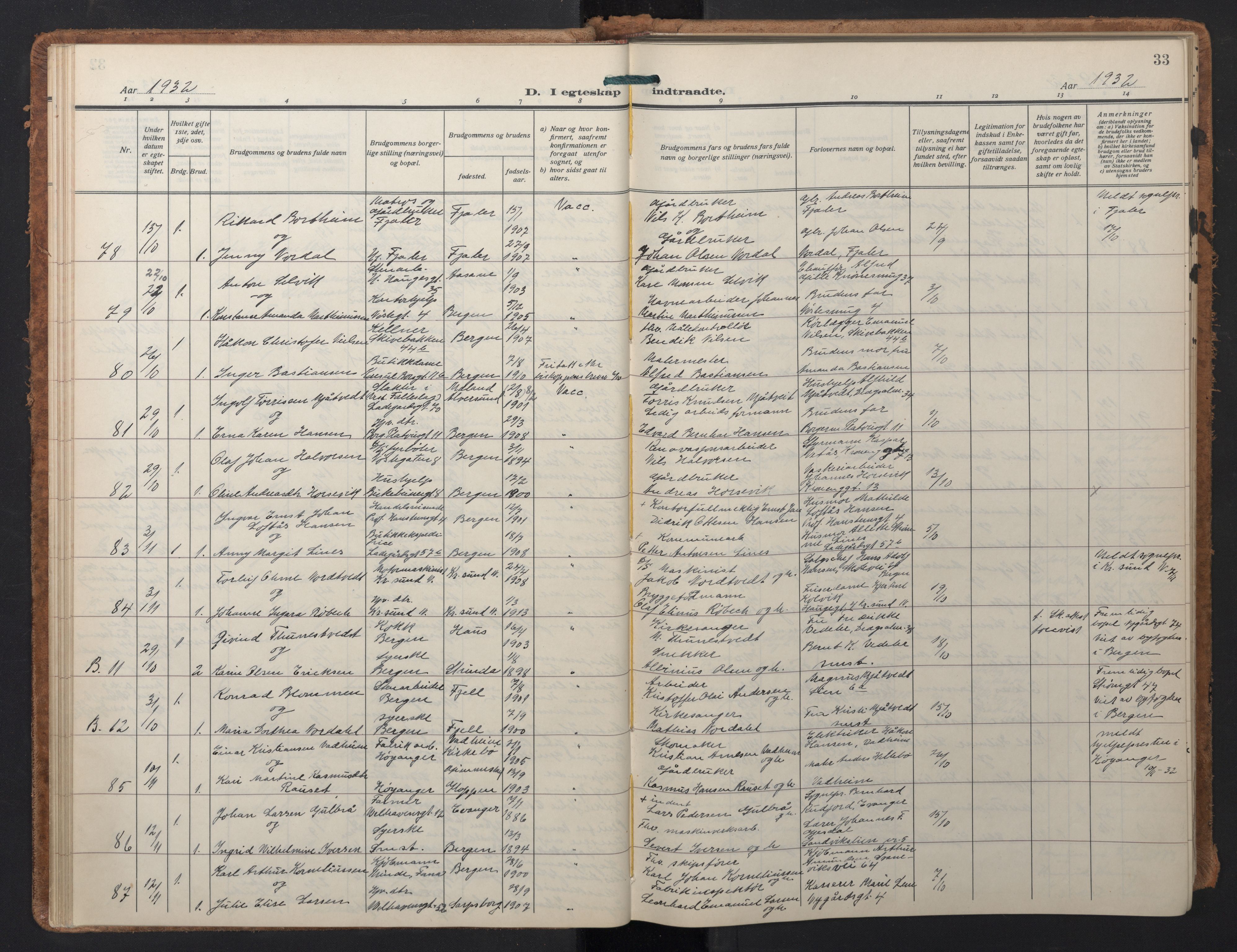 Johanneskirken sokneprestembete, AV/SAB-A-76001/H/Hab: Parish register (copy) no. C 3, 1929-1949, p. 32b-33a