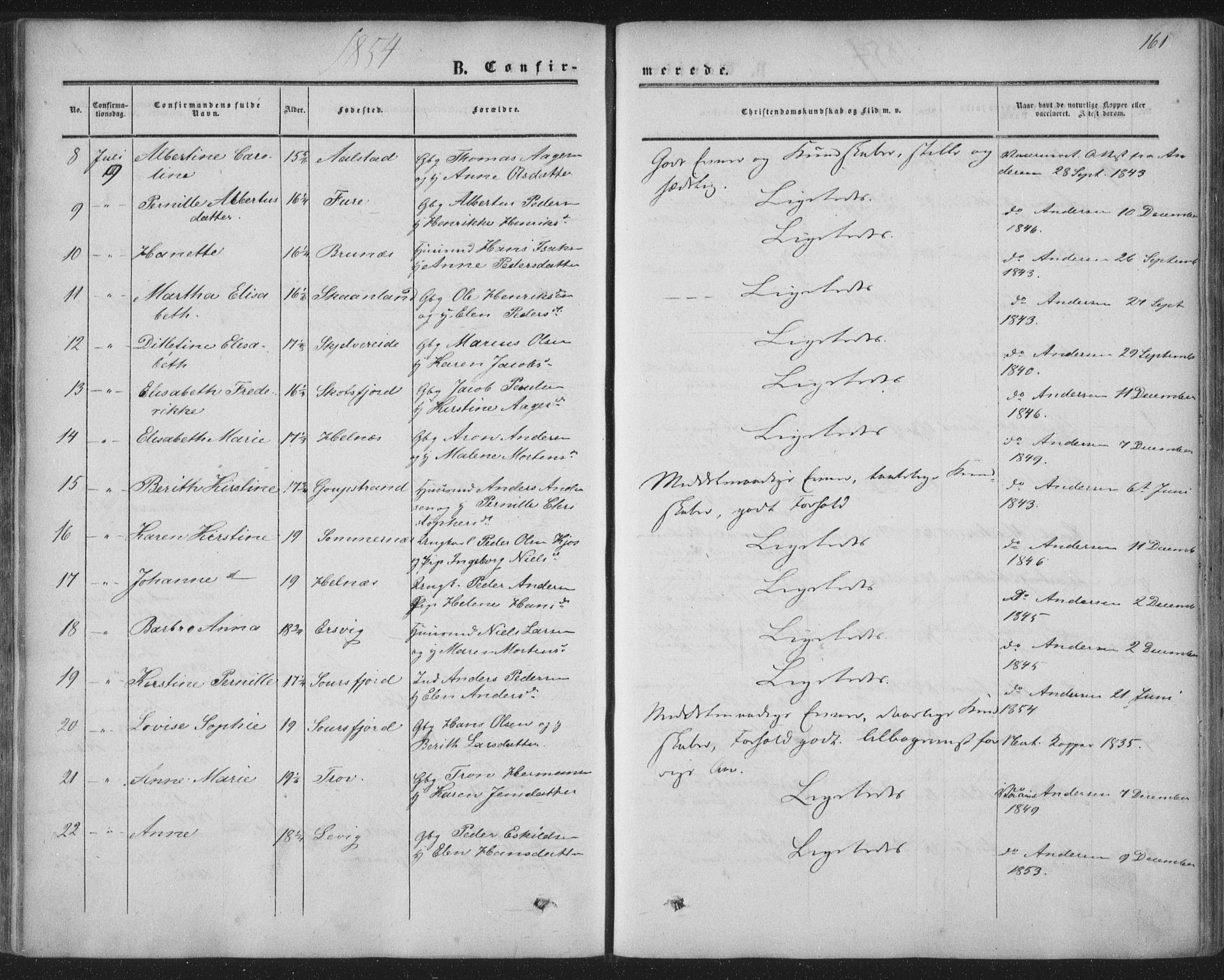 Ministerialprotokoller, klokkerbøker og fødselsregistre - Nordland, SAT/A-1459/855/L0800: Parish register (official) no. 855A08, 1852-1864, p. 161