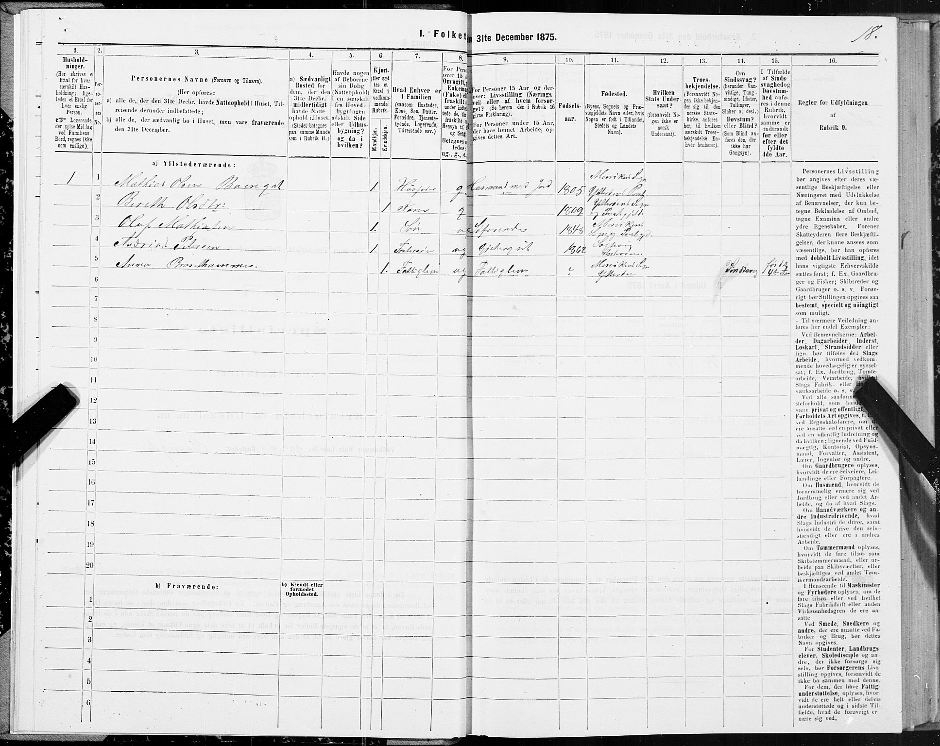 SAT, 1875 census for 1722P Ytterøy, 1875, p. 3018