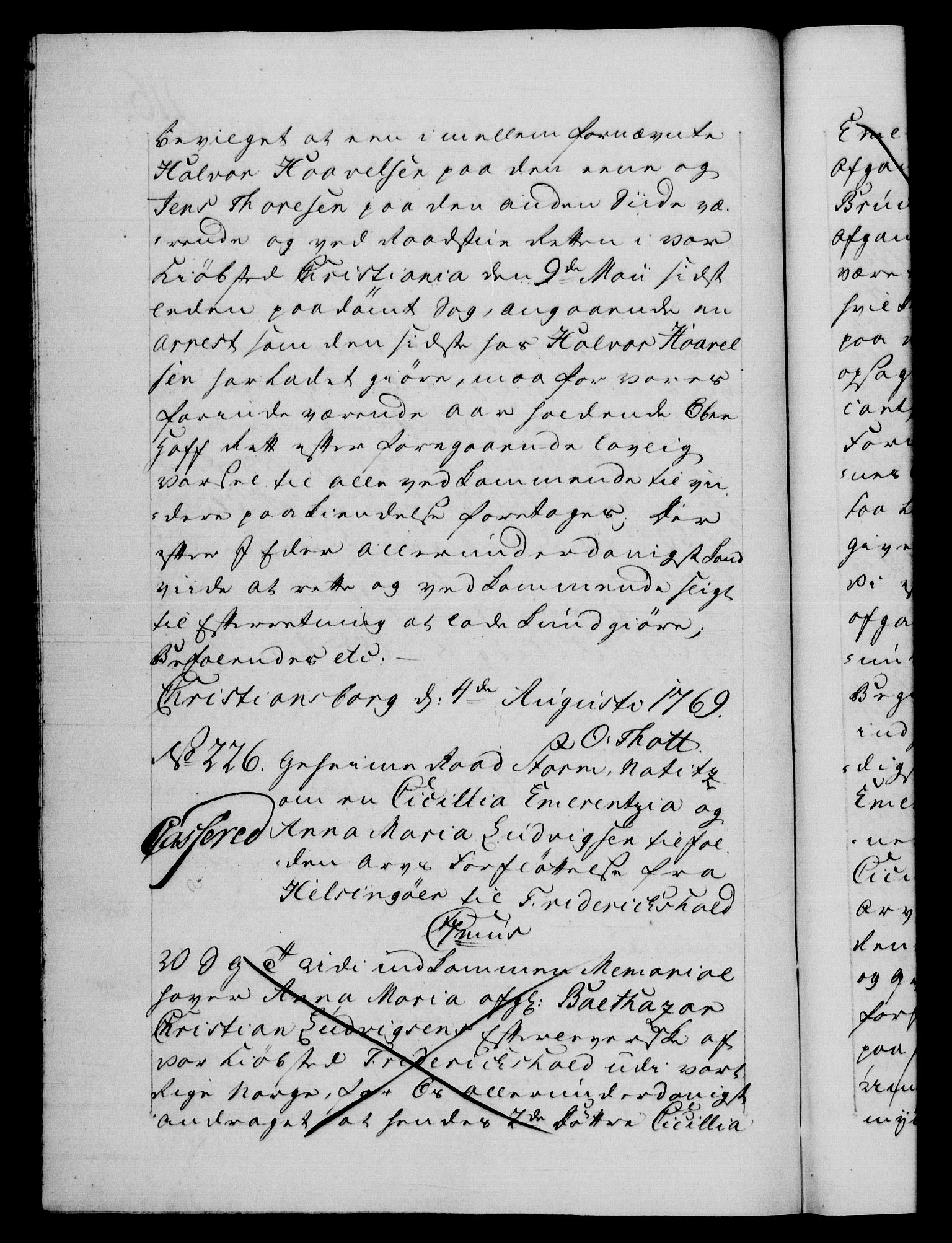 Danske Kanselli 1572-1799, AV/RA-EA-3023/F/Fc/Fca/Fcab/L0039: Norske tegnelser, 1769-1771, p. 116b