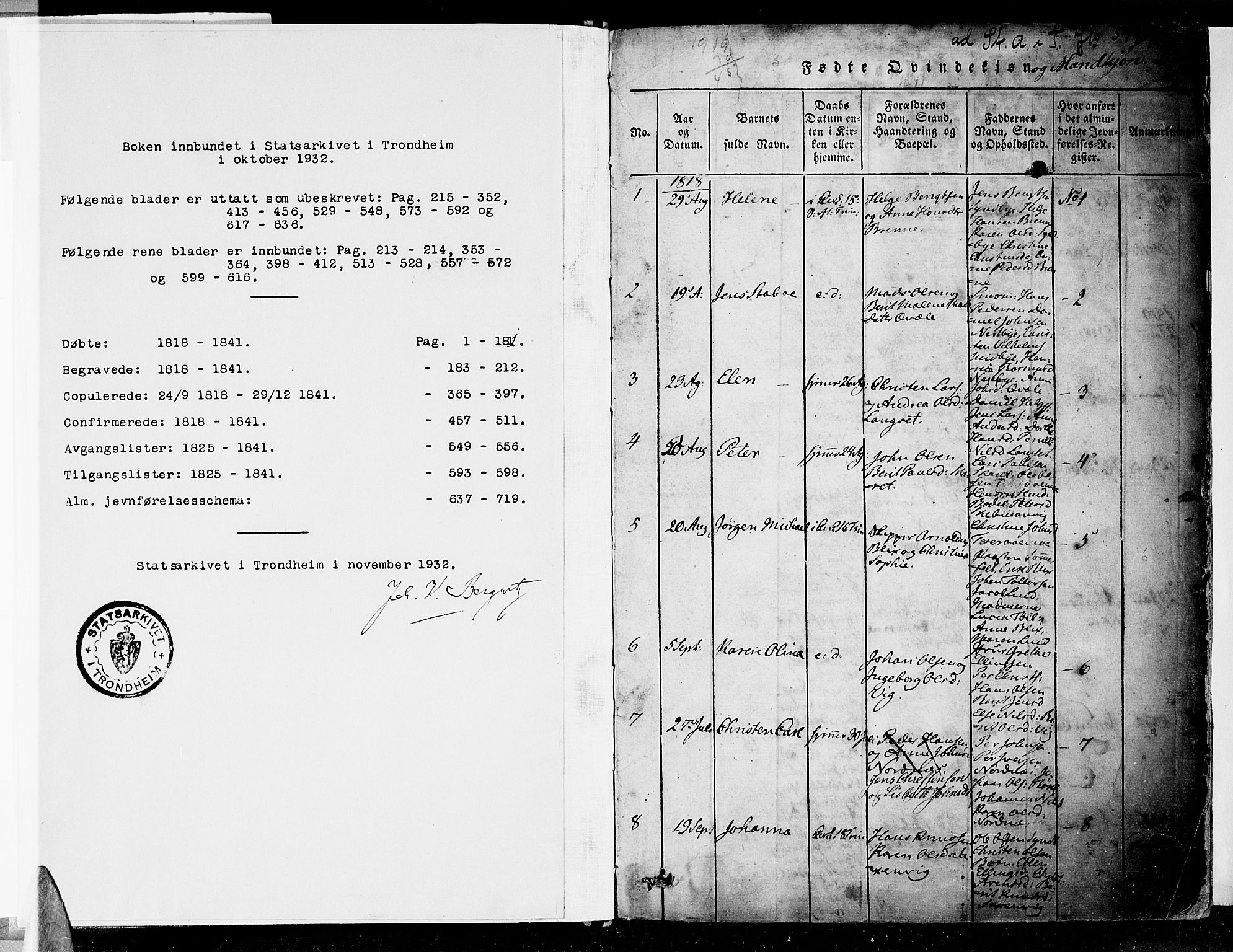 Ministerialprotokoller, klokkerbøker og fødselsregistre - Nordland, SAT/A-1459/847/L0665: Parish register (official) no. 847A05, 1818-1841, p. 0-1