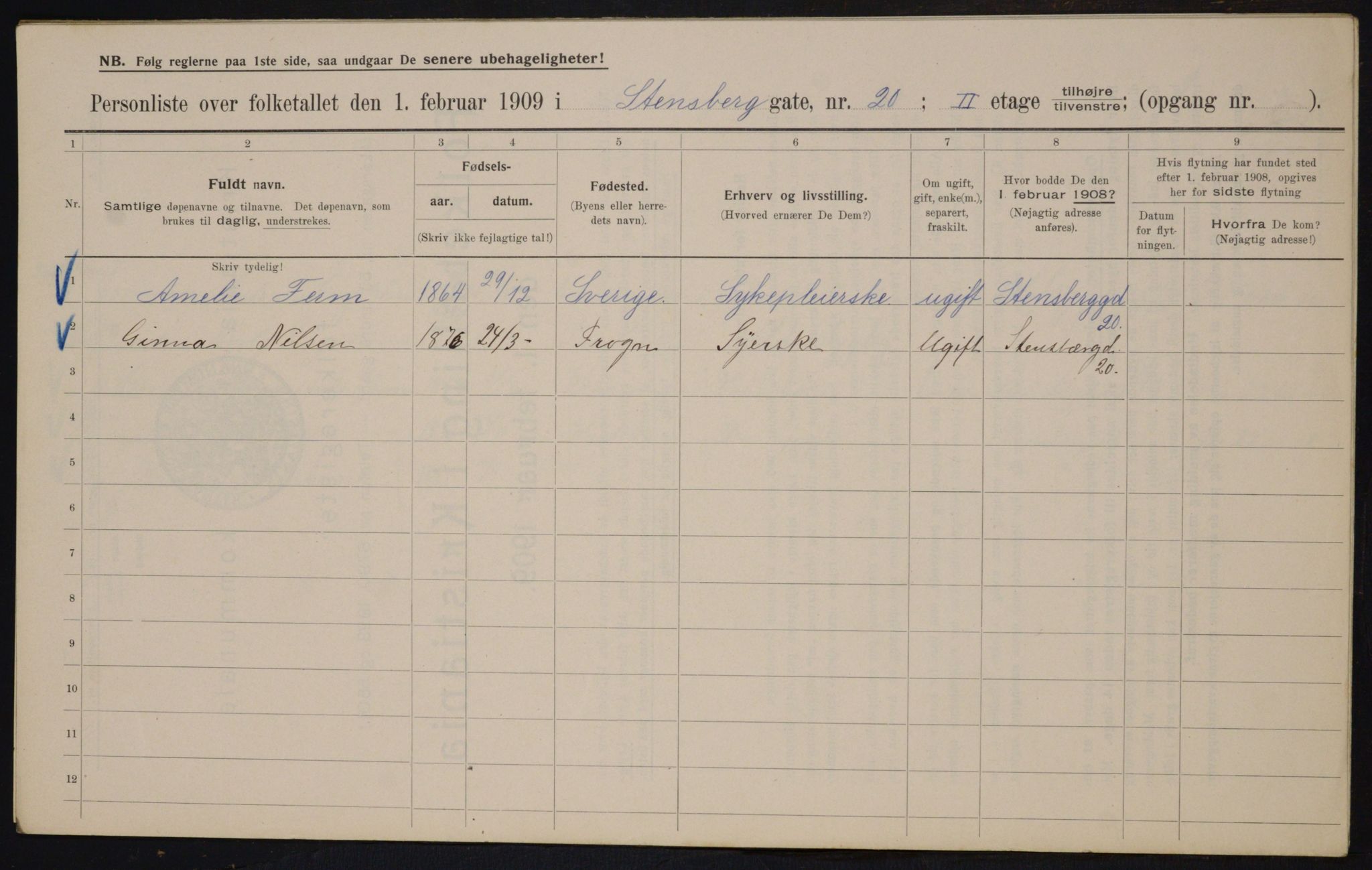 OBA, Municipal Census 1909 for Kristiania, 1909, p. 91934