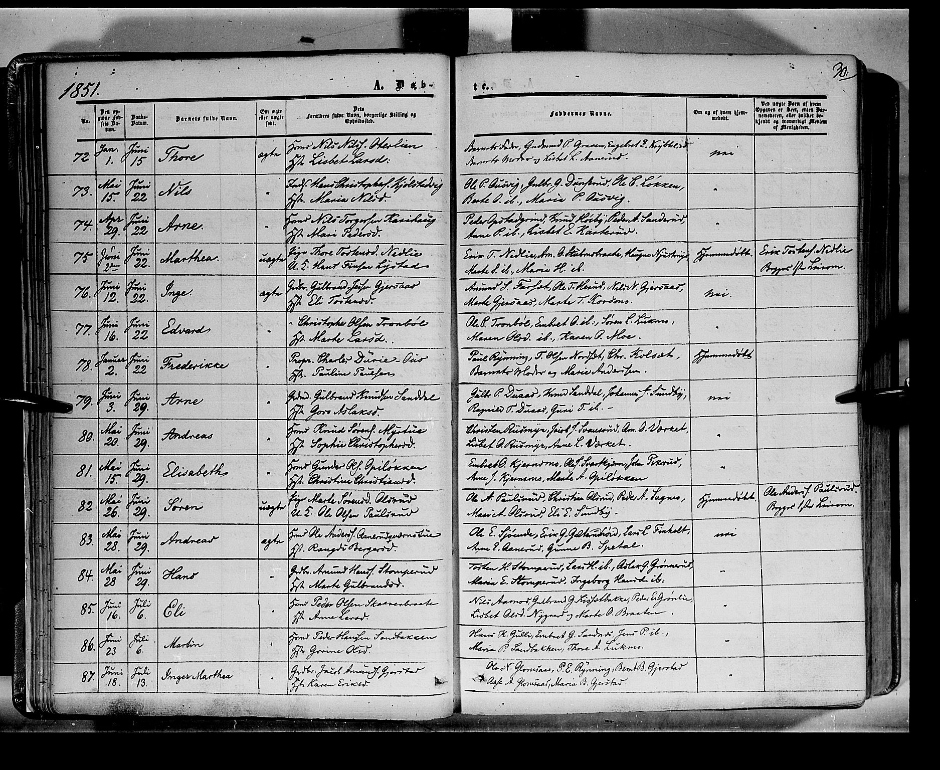 Sør-Odal prestekontor, AV/SAH-PREST-030/H/Ha/Haa/L0001: Parish register (official) no. 1, 1849-1859, p. 30