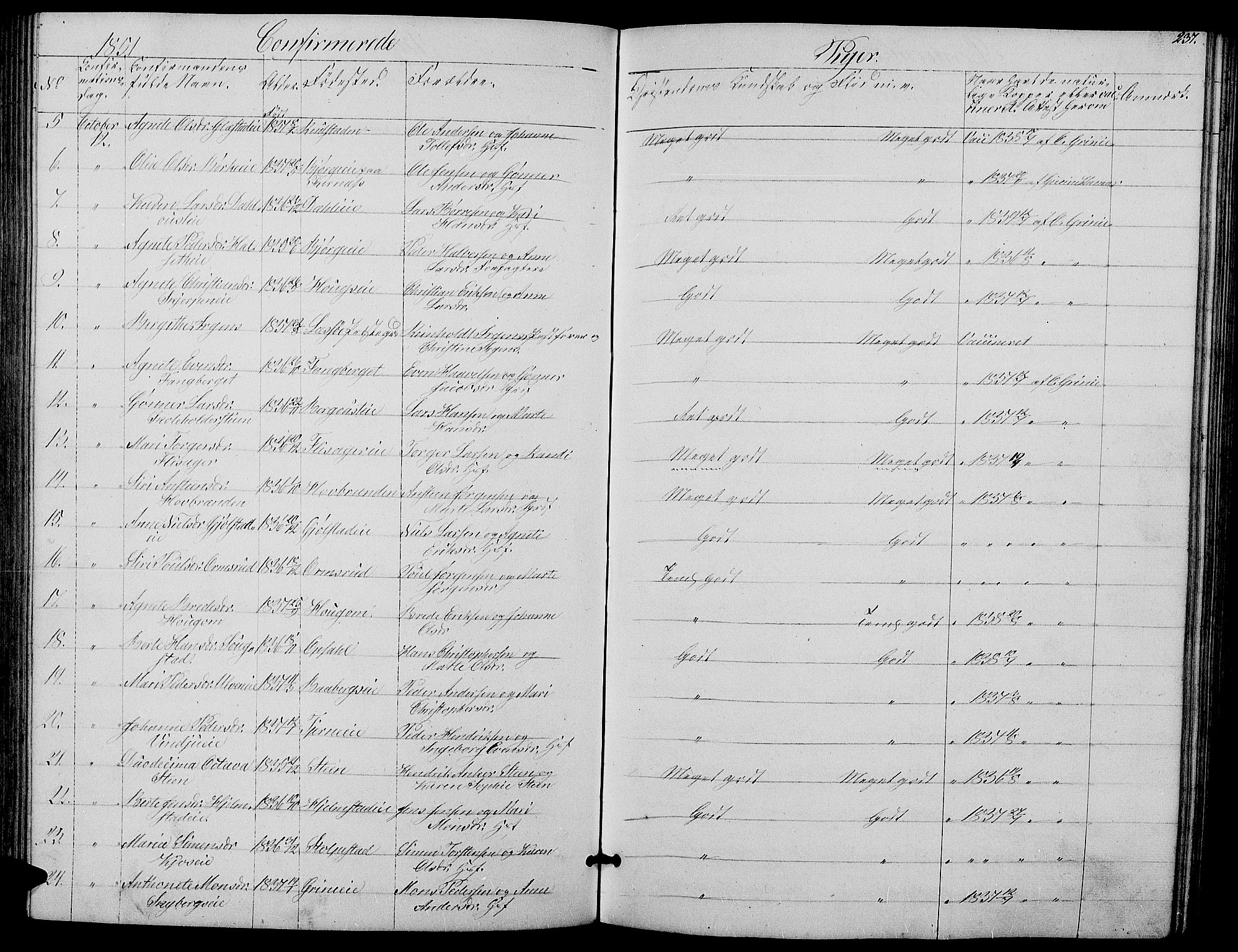 Ringsaker prestekontor, AV/SAH-PREST-014/L/La/L0006: Parish register (copy) no. 6, 1851-1860, p. 237