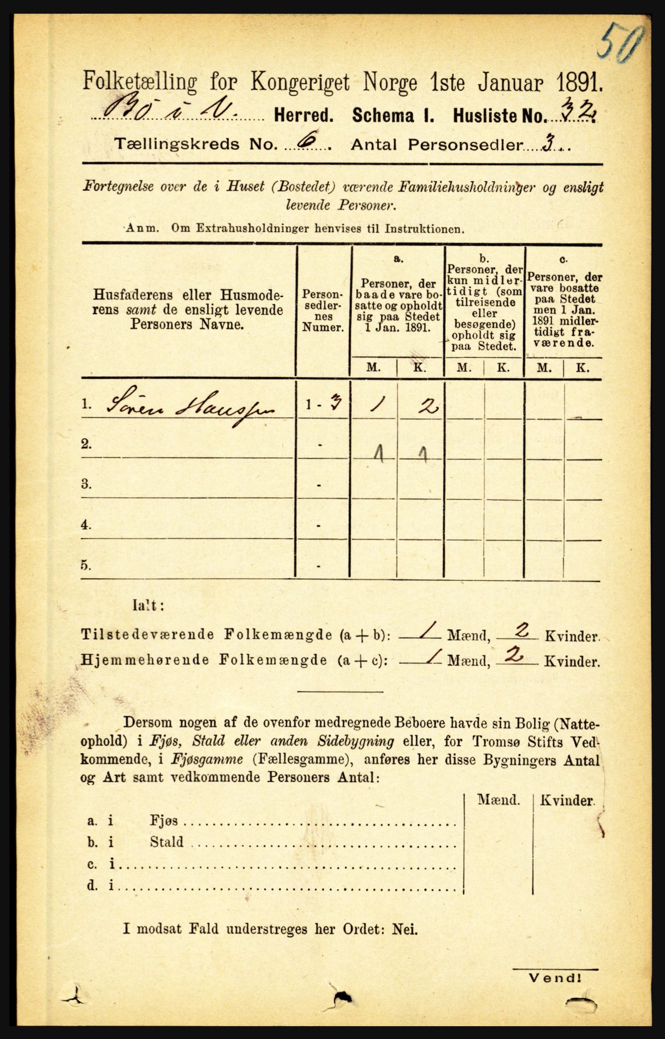 RA, 1891 census for 1867 Bø, 1891, p. 2146