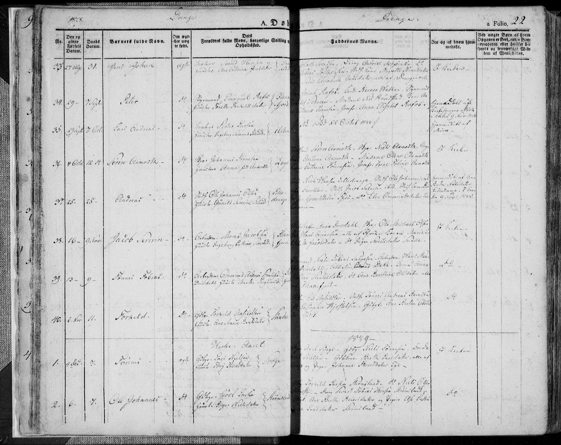 Flekkefjord sokneprestkontor, AV/SAK-1111-0012/F/Fa/Fac/L0003: Parish register (official) no. A 3, 1826-1841, p. 22